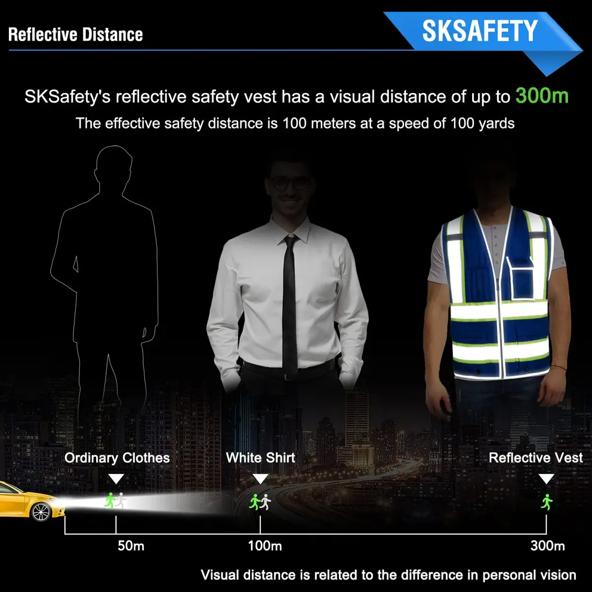 SKSAFETY Blue Hi-Vis Safety Vest with Zipper, ANSI/ISEA Class 2, 3XL (3XL) - view 3