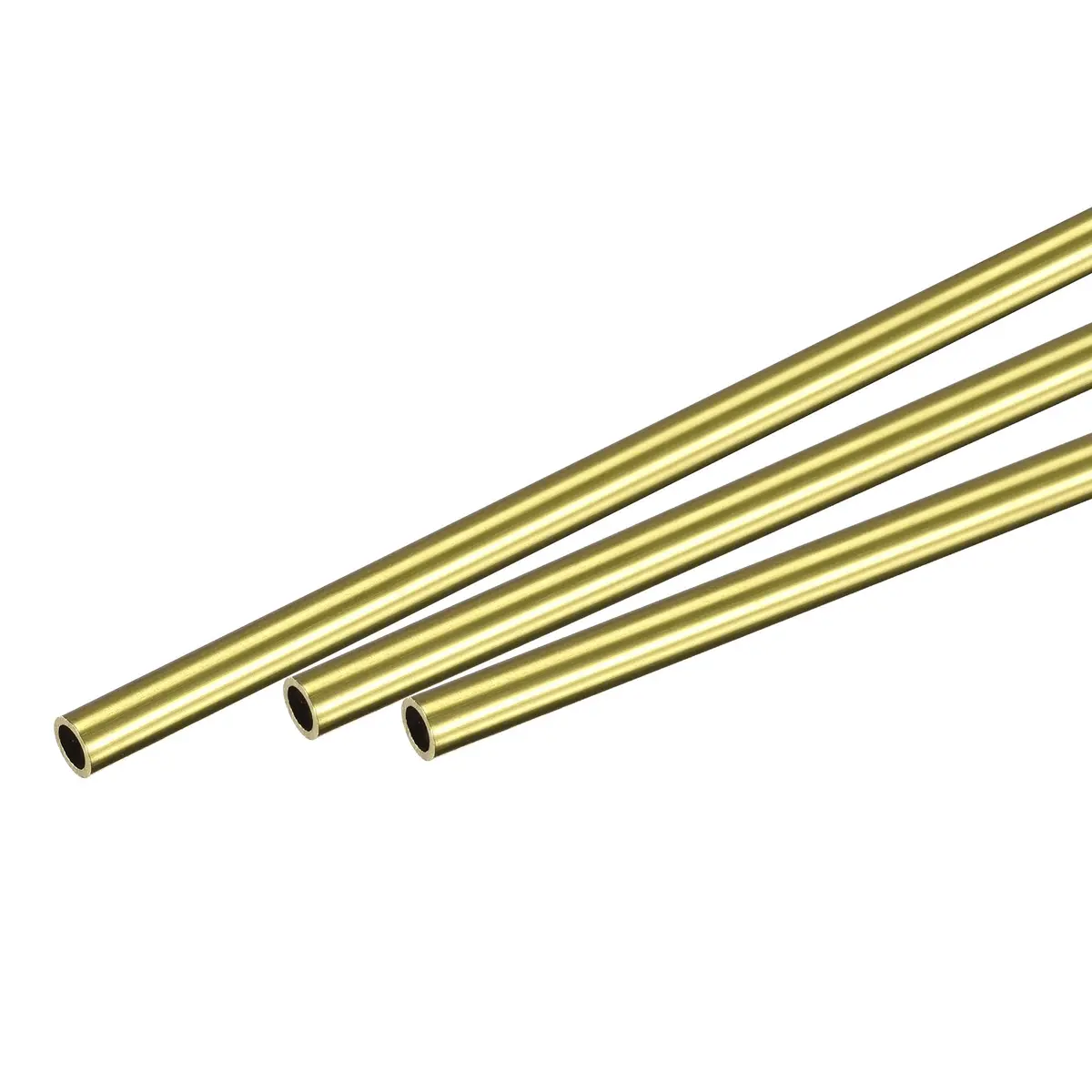 uxcell Brass Round Tube 4mm OD x 0.5mm Wall x 200mm Length Pipe Tubing (3 Pcs) | Precision Seamless Construction for DIY & Industrial Use - main product image