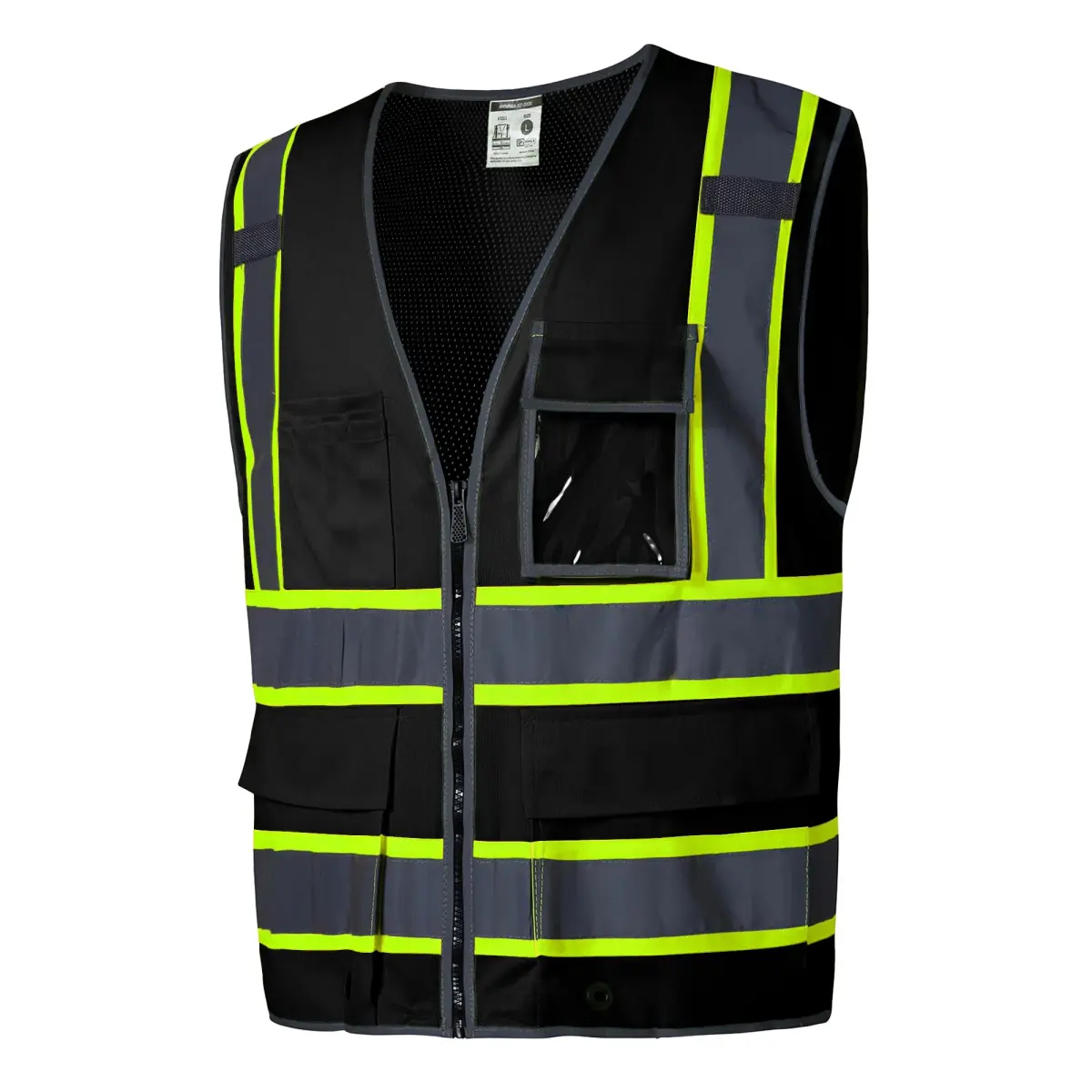 SKSAFETY Class 2 High Visibility Safety Vest 5XL Black | ANSI/ISEA 107-2020 Compliant - main product image