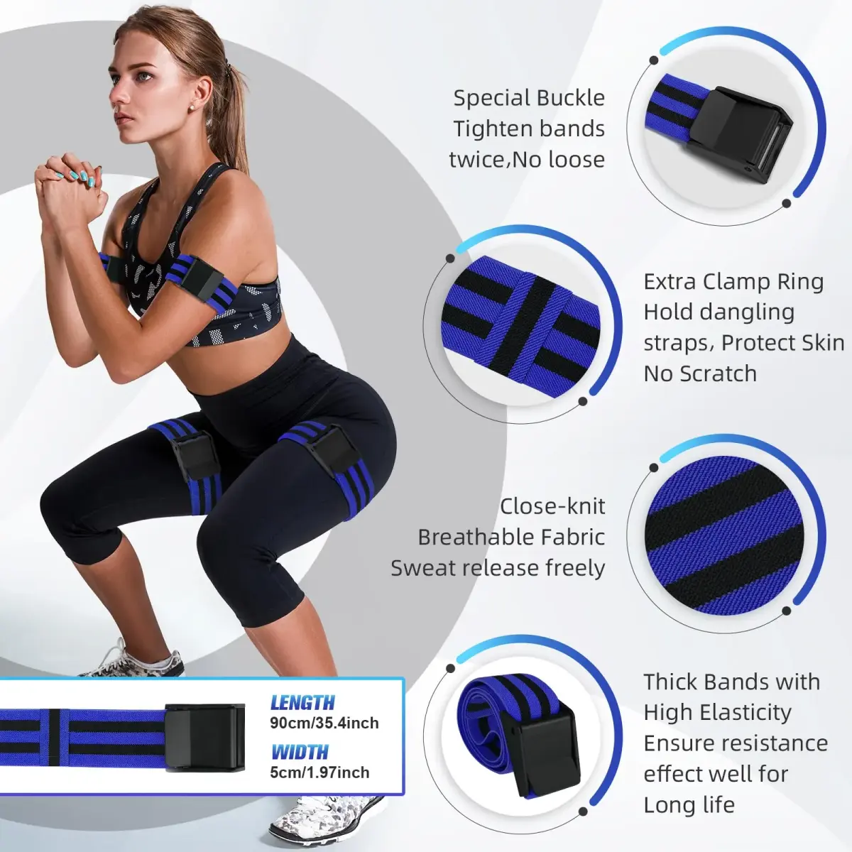 ROSYQUARZ BFR Booty Bands 89.9cm (35.4'') | Blood Flow Restriction Training for Glutes & Arms - view 2