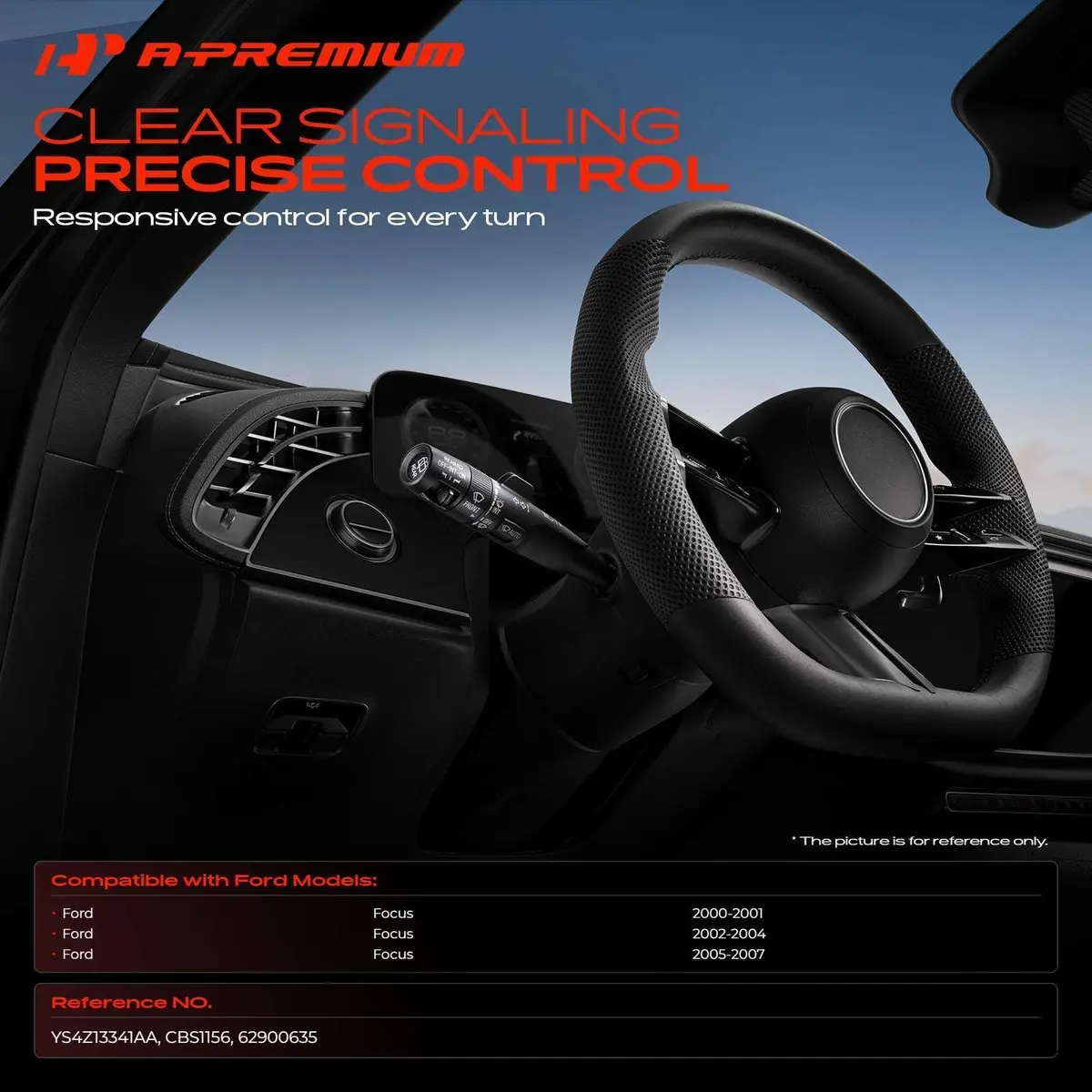 A-Premium Turn Signal Switch Multifunction Switch Compatible with Ford | OEM-Quality, Bolt-On Fit, 12V, One Year Guarantee - view 2