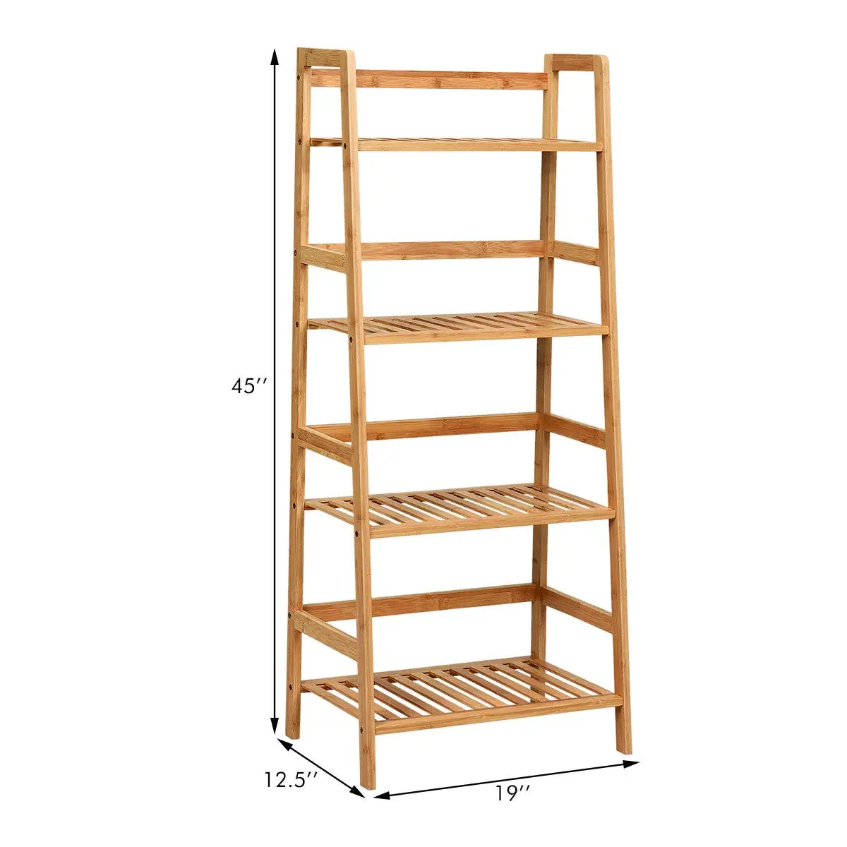 GRAFFY 4-Tier Ladder Shelf Plant Stand, Bamboo Storage Rack, Natural | Modern Home Decor - view 5