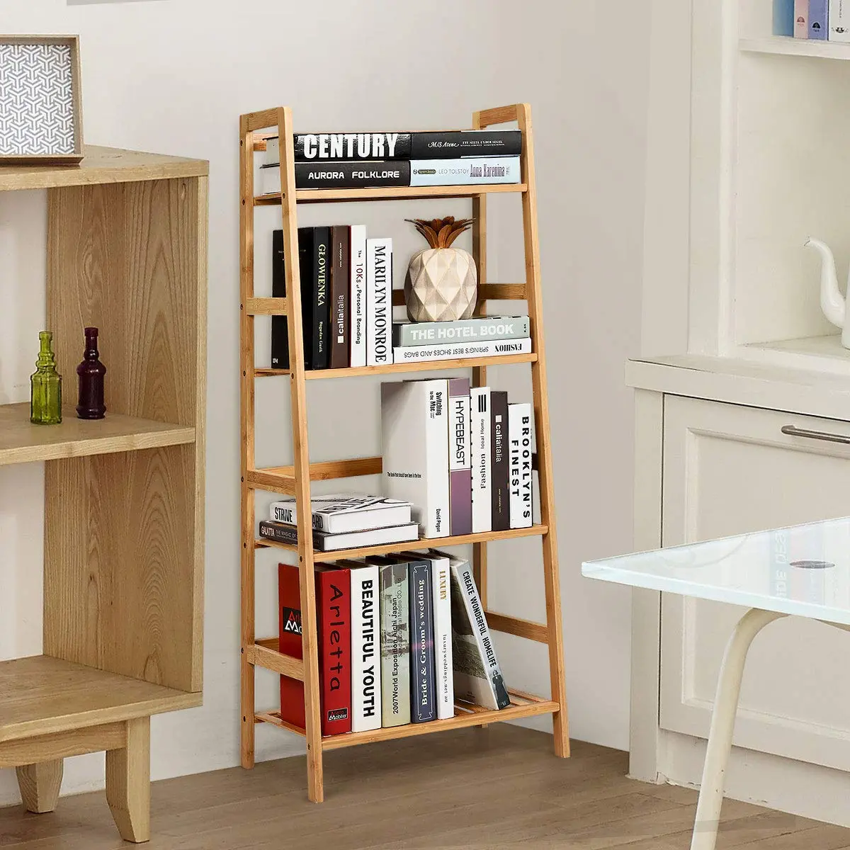 GRAFFY 4-Tier Ladder Shelf Plant Stand, Bamboo Storage Rack, Natural | Modern Home Decor - view 2