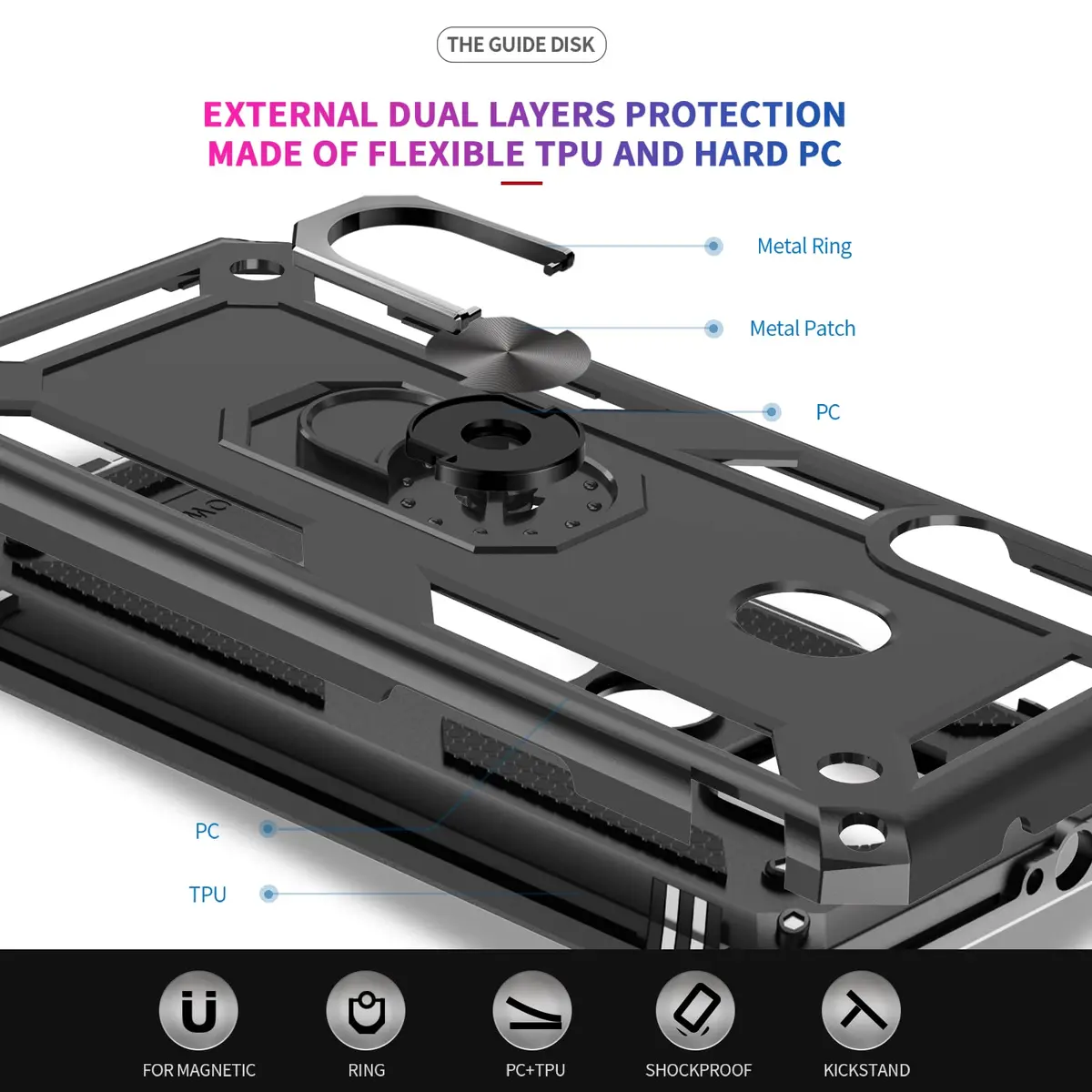 LeYi for Moto G Power 2021 Case: Heavy Duty Shockproof & Stand Black | Military Grade Drop Protection - view 5