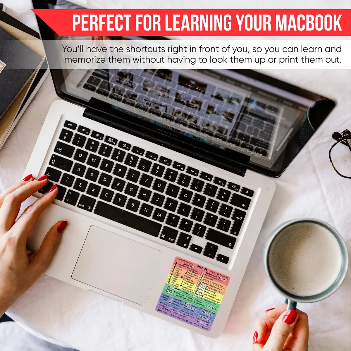 Synerlogic Mac OS Shortcuts Sticker | Laminated Vinyl MacBook Cheatsheet for macOS | Rainbow Edition (3.25 x 3.25 inches) - view 7