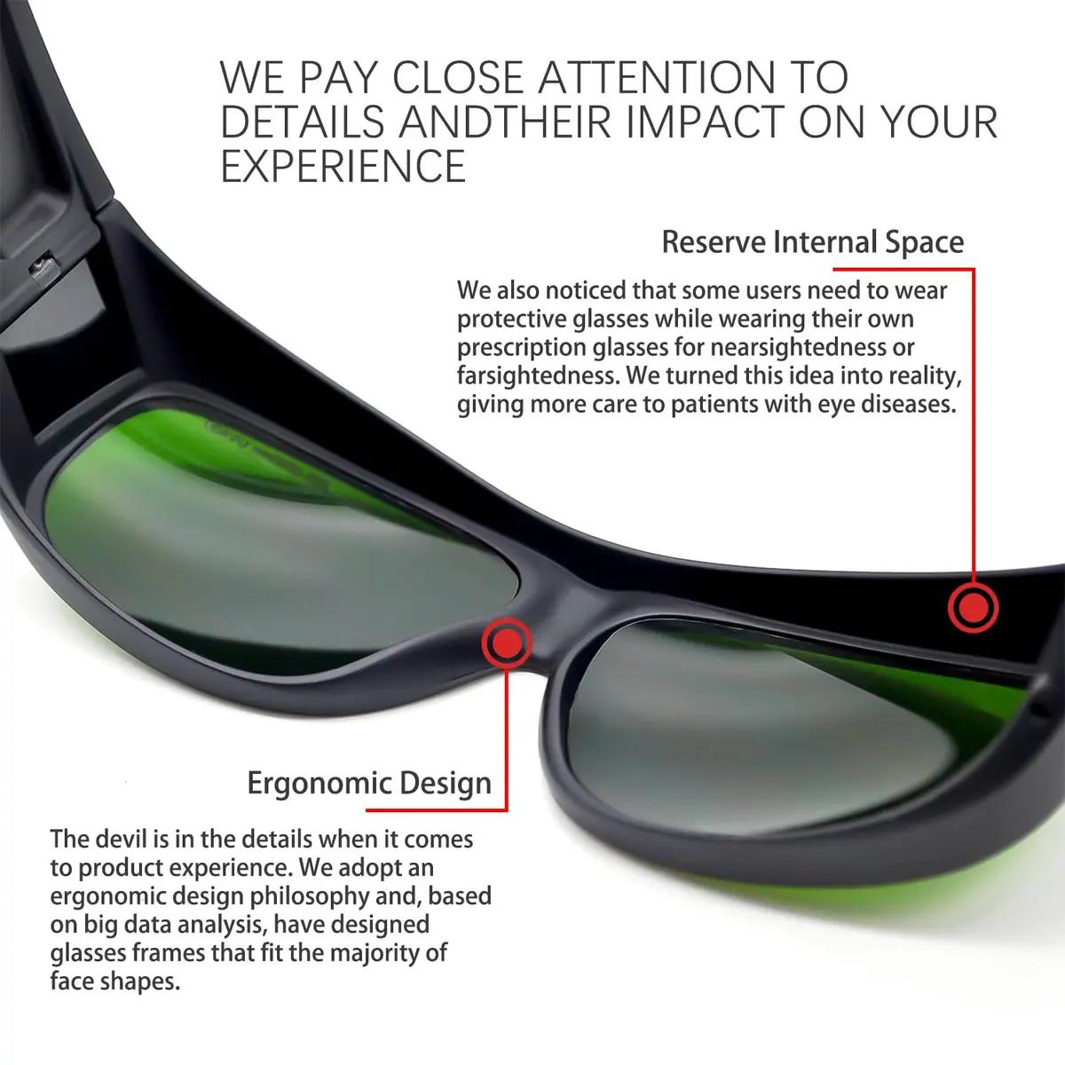 CARLANY Professional IPL Safety Glasses OD 5+ 200-2000nm | CE Certified Anti-Fog Over-the-Glass Design - view 3