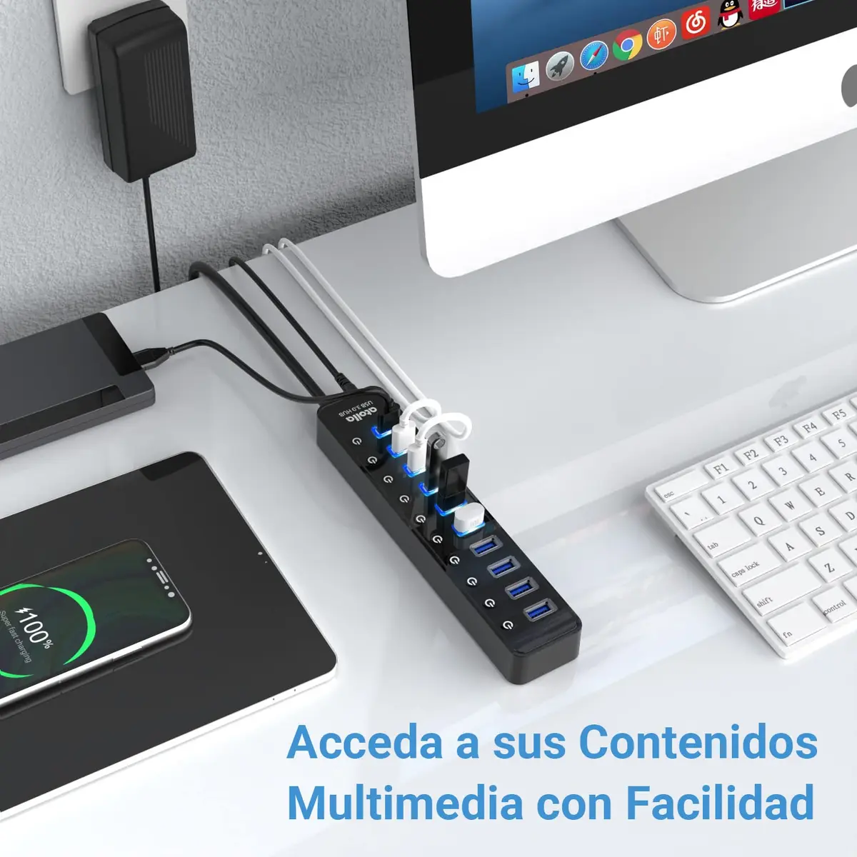 atolla Powered USB 3.0 Hub 10 Ports | High-Speed Data Transfer & Individual ON/OFF Switches - view 6