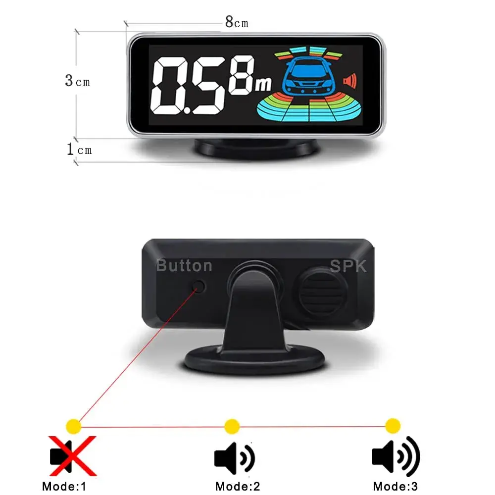ELSNU Car Parking Sensors Kit Reverse Radar System 8 Sensors (Black) | Dual-Core Work for Accurate Detection - view 4