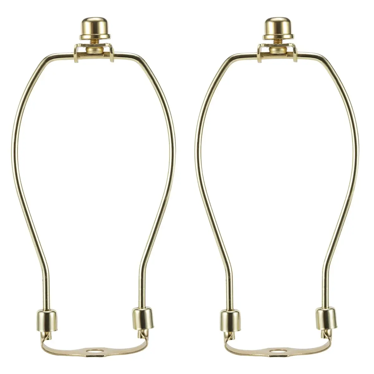 saangseon 8 Inch Brass Lamp Harp Holder Kits with Finials and Saddle Bases, Light Duty, Set of 2 | DIY Lighting Accessories Horn Frame Lampshade Brackets - main product image