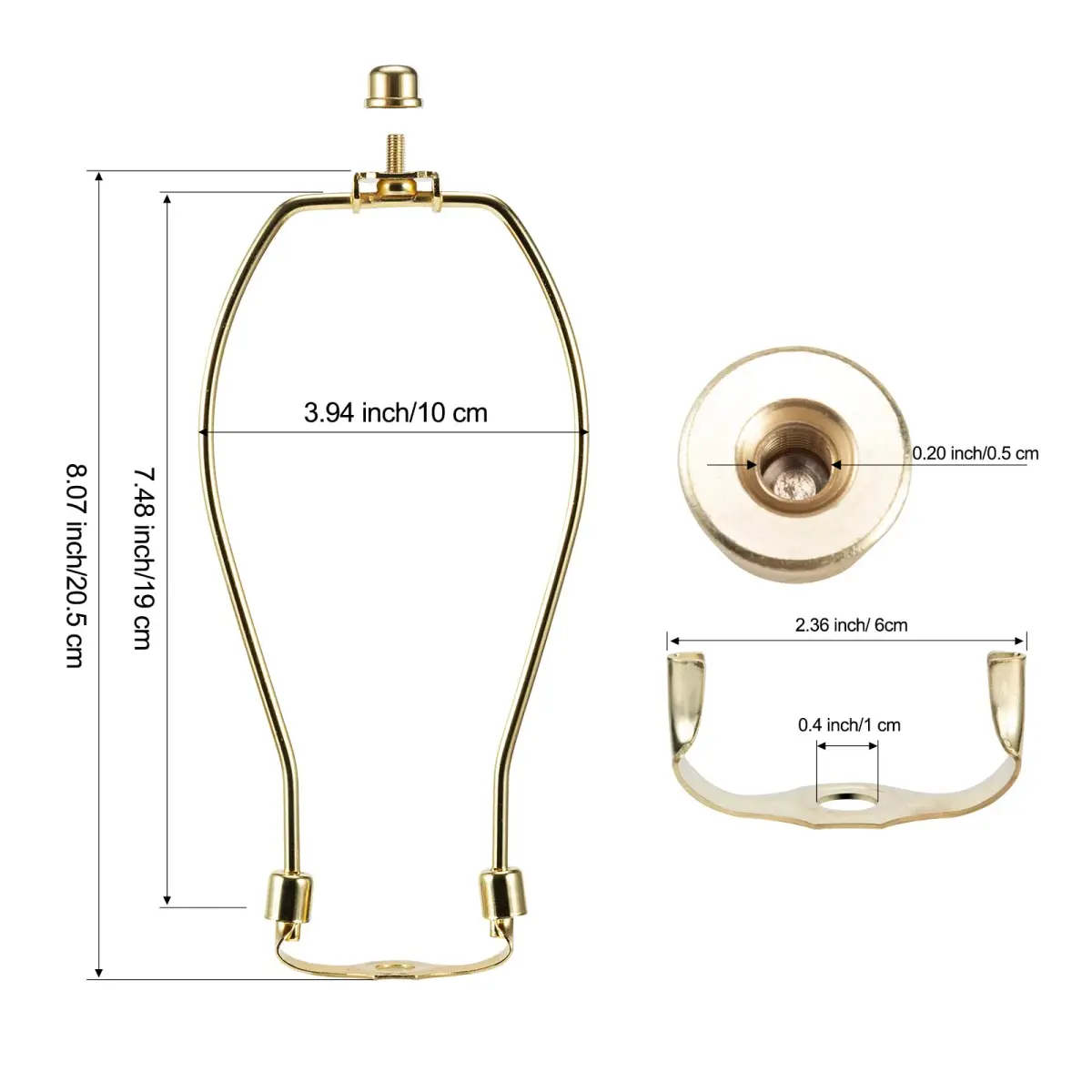 saangseon 8 Inch Brass Lamp Harp Holder Kits with Finials and Saddle Bases, Light Duty, Set of 2 | DIY Lighting Accessories Horn Frame Lampshade Brackets - view 2