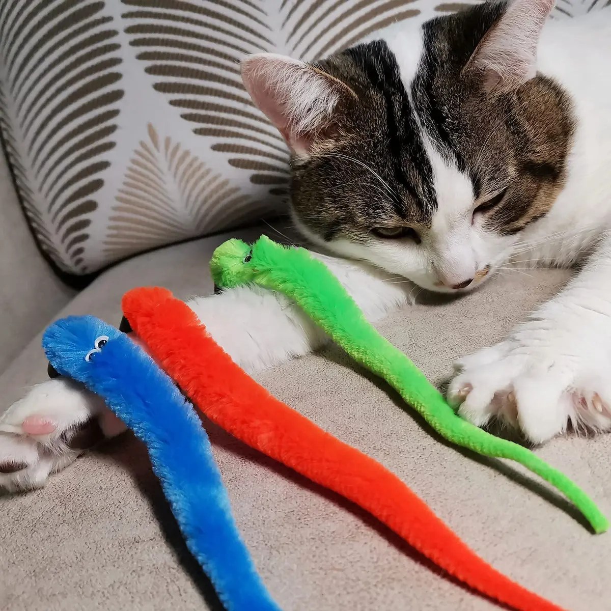 TIENAILING Cat Toy Worm Refills, 12 Pieces | Interactive Cat Wand Attachments for Indoor Cats - view 2