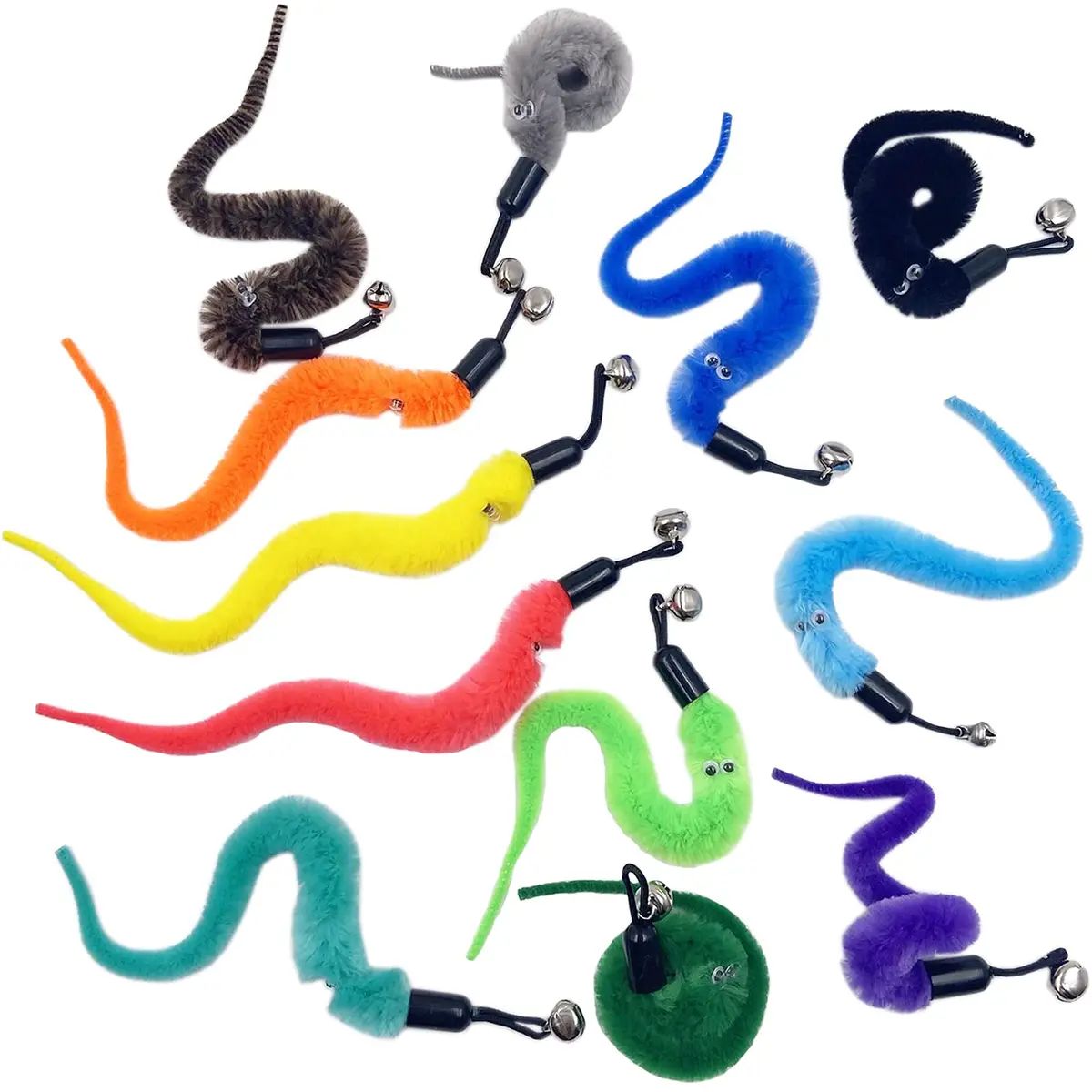 TIENAILING Cat Toy Worm Refills, 12 Pieces | Interactive Cat Wand Attachments for Indoor Cats - view 4