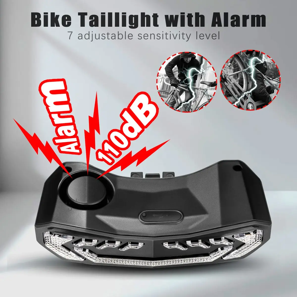 wsdcam Smart Bike Tail Light with Turn Signals, Brake Light, Alarm & Horn - 160 Lumens | USB Rechargeable, IP54 Waterproof - view 4