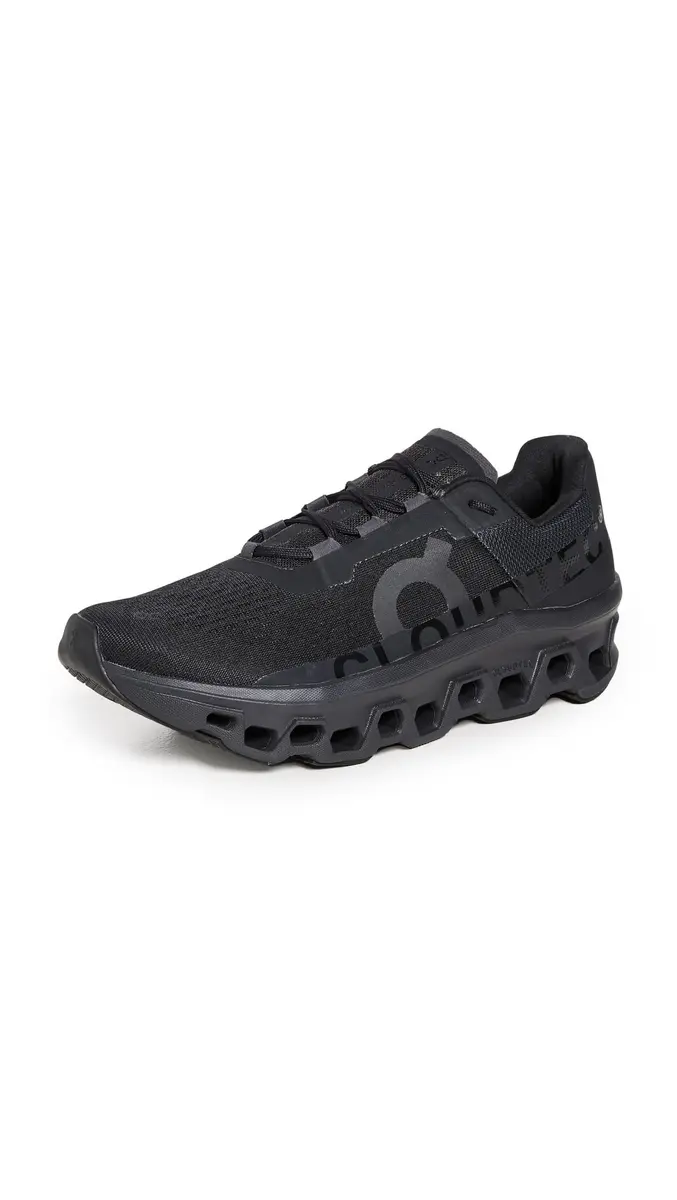 On Men's Cloudmonster Sneakers All Black Size 8 | Breathable Mesh Running Shoe - main product image