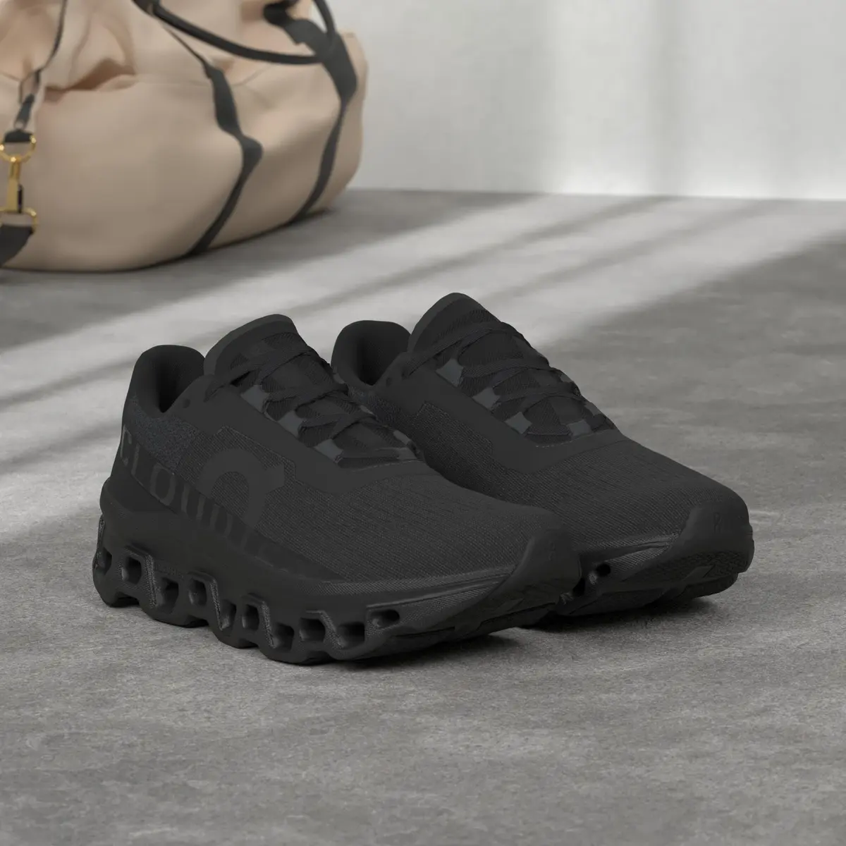 On Men's Cloudmonster Sneakers All Black Size 8 | Breathable Mesh Running Shoe - view 2