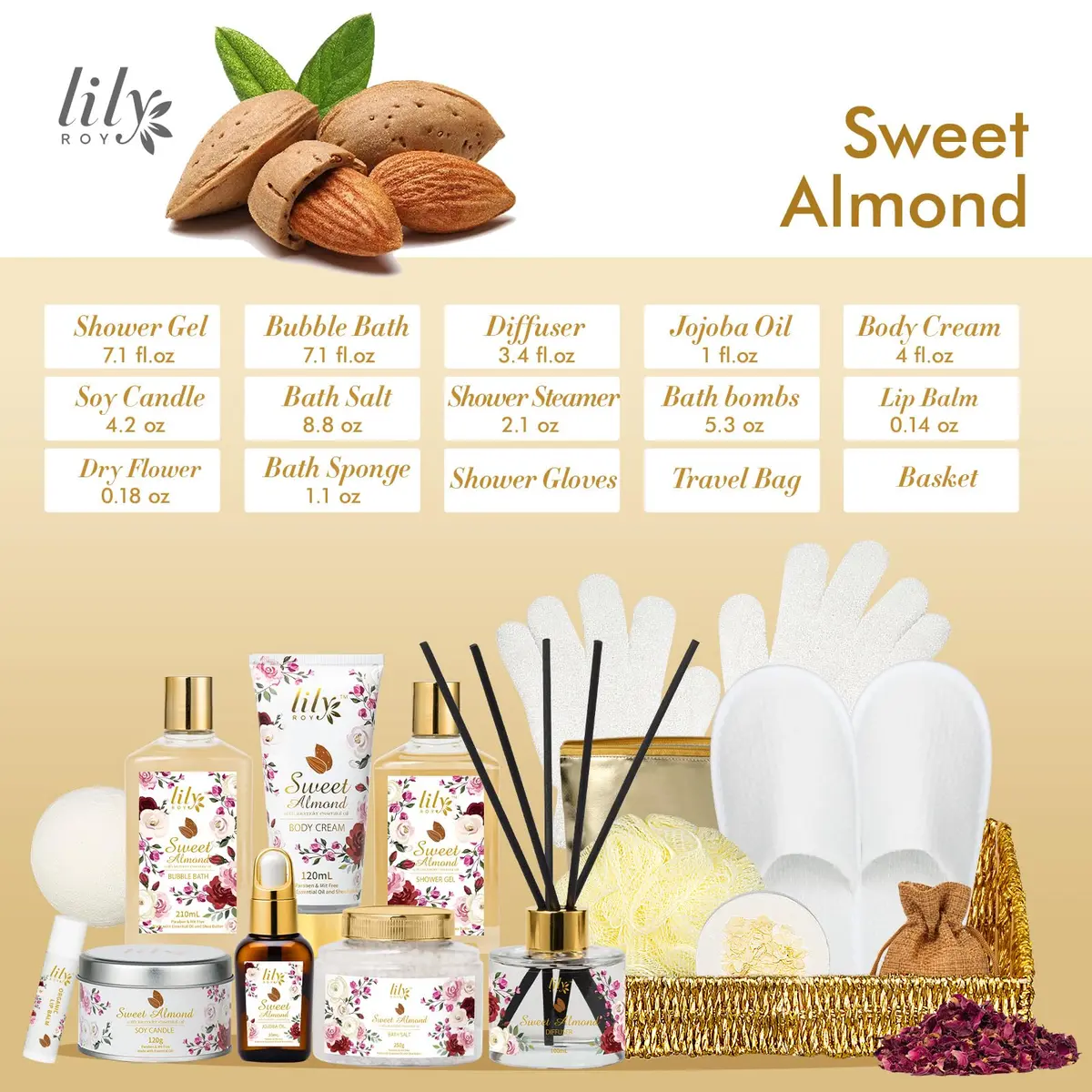 LILY ROY 17Pcs Spa Gift Set | Moisturizing Bath Basket for Women & Mom (17 Piece) - view 4