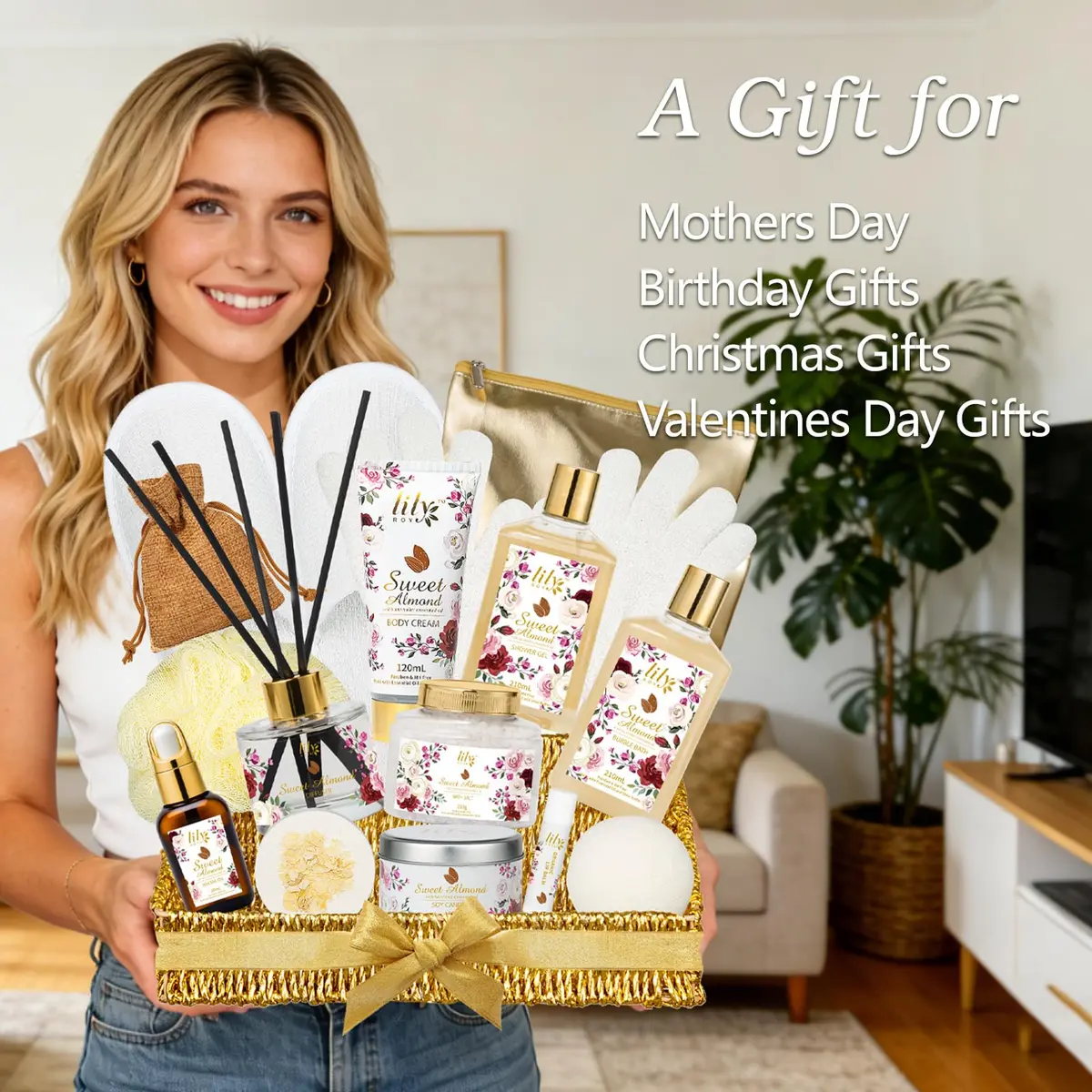 LILY ROY 17Pcs Spa Gift Set | Moisturizing Bath Basket for Women & Mom (17 Piece) - view 2