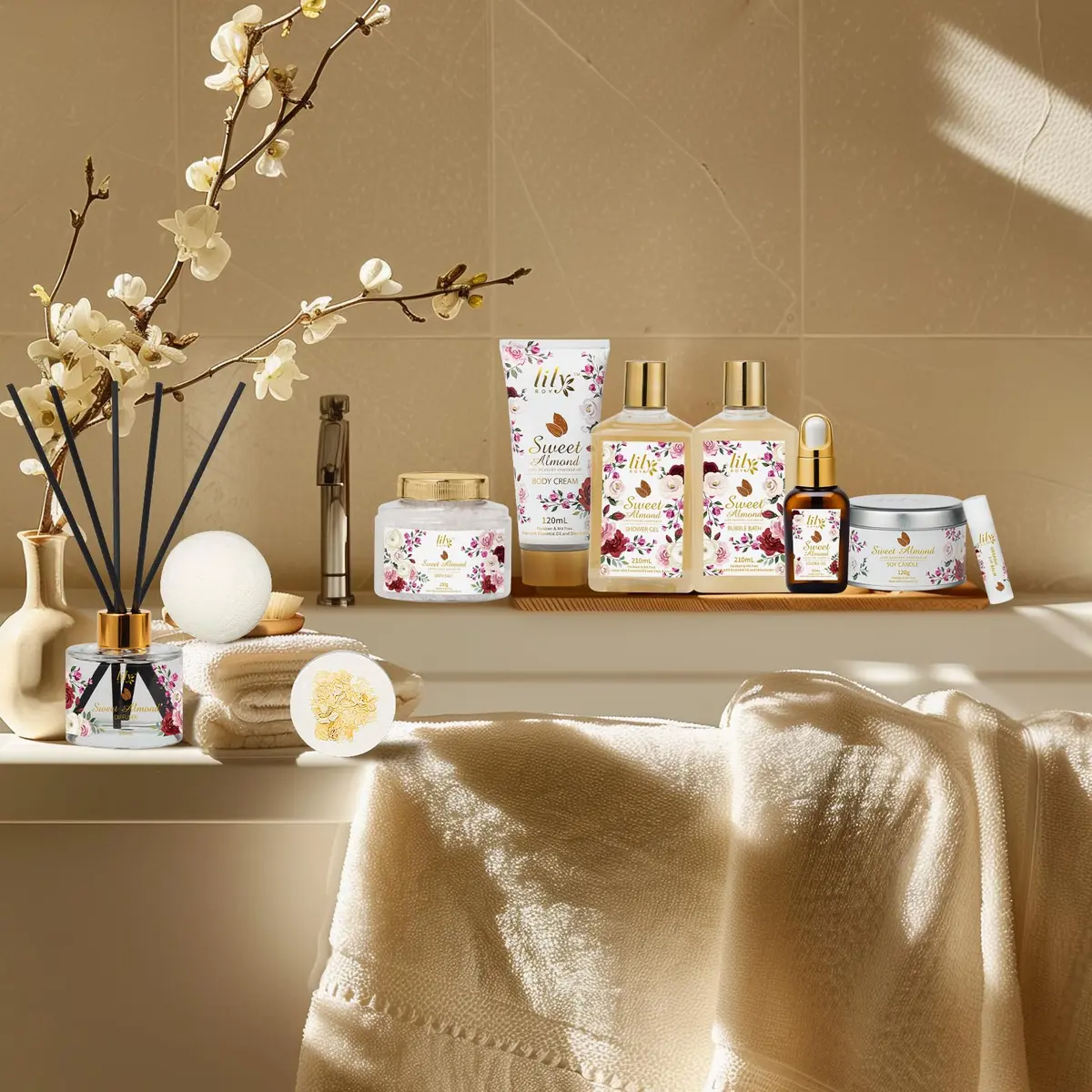 LILY ROY 17Pcs Spa Gift Set | Moisturizing Bath Basket for Women & Mom (17 Piece) - view 3