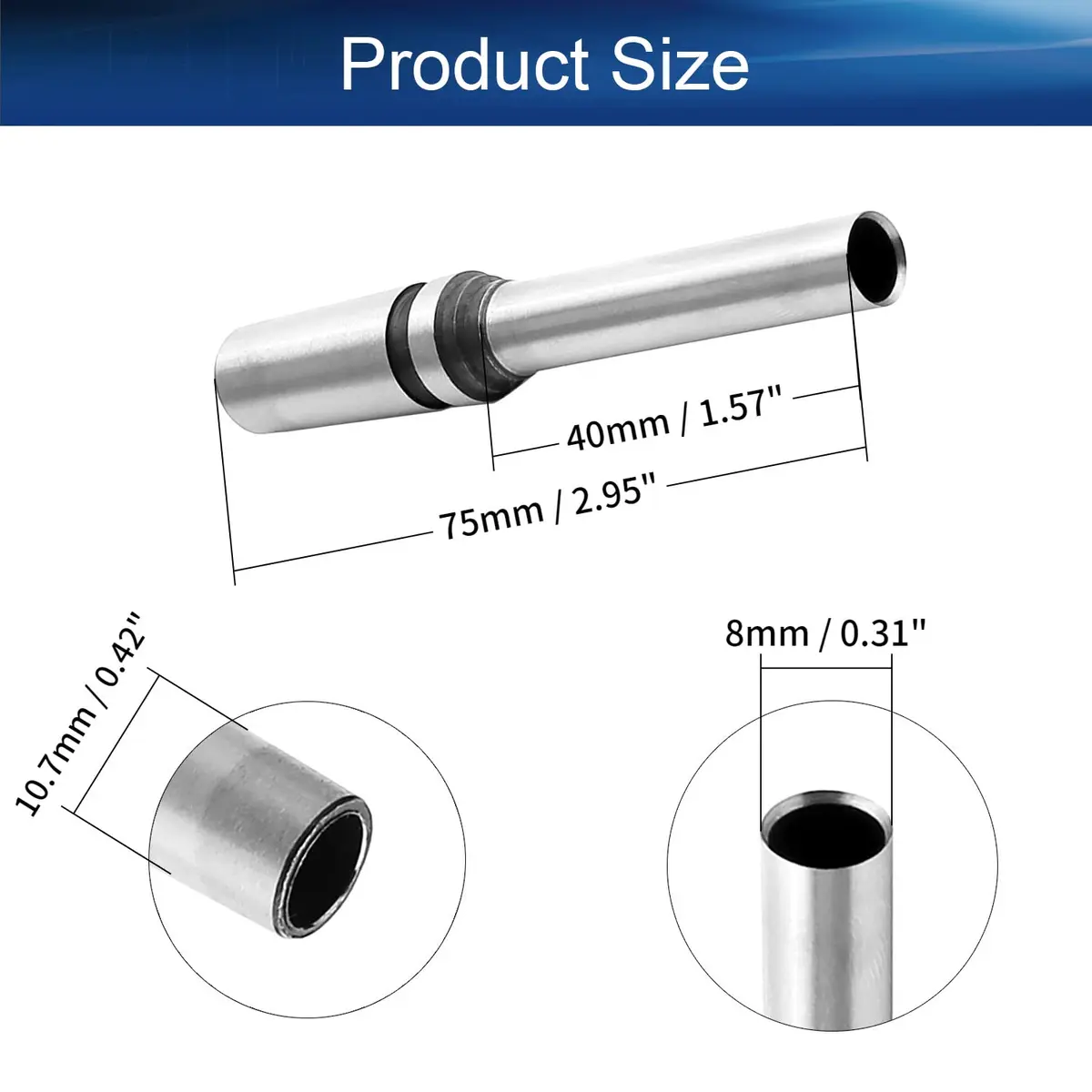 Auniwaig Taper Straight Shank Hollow Bit Tool 8mm Paper Punch Drill for Hole Puncher Punching Machine 2PCS | Durable Steel, 40mm Length, Suitable for Paper & Leather - view 2