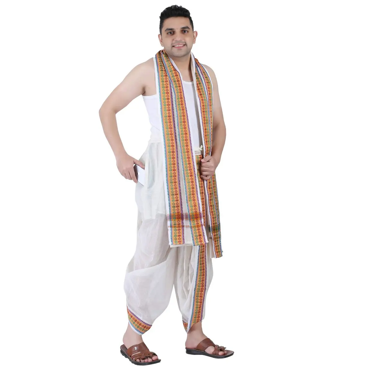 PRAKASAM COTTON Men's Towel Set with Pocket, One Size | Cotton, Off-White, Relaxed Fit, Easy Wear (70-120 chars) - view 11