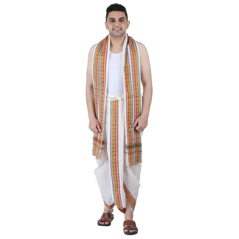 PRAKASAM COTTON Men's Towel Set with Pocket, One Size | Cotton, Off-White, Relaxed Fit, Easy Wear (70-120 chars) - view 3