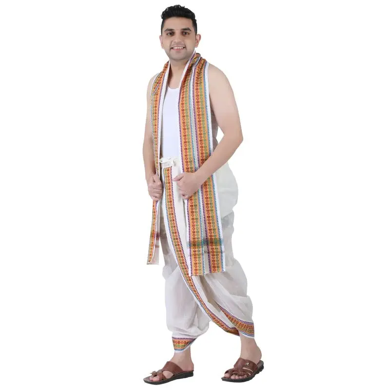 PRAKASAM COTTON Men's Towel Set with Pocket, One Size | Cotton, Off-White, Relaxed Fit, Easy Wear (70-120 chars) - view 5