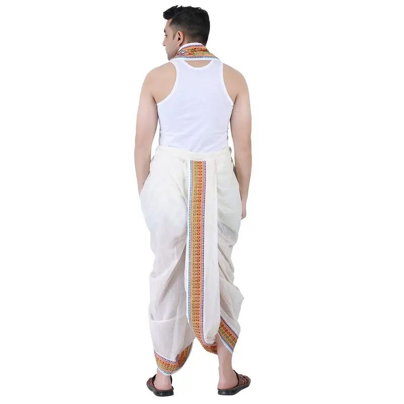 PRAKASAM COTTON Men's Towel Set with Pocket, One Size | Cotton, Off-White, Relaxed Fit, Easy Wear (70-120 chars) - view 8