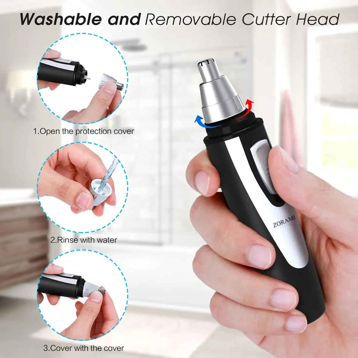 ZORAMI Ear and Nose Hair Trimmer Clipper for Men Women | IPX7 Waterproof, Dual-Edge Blades - view 5