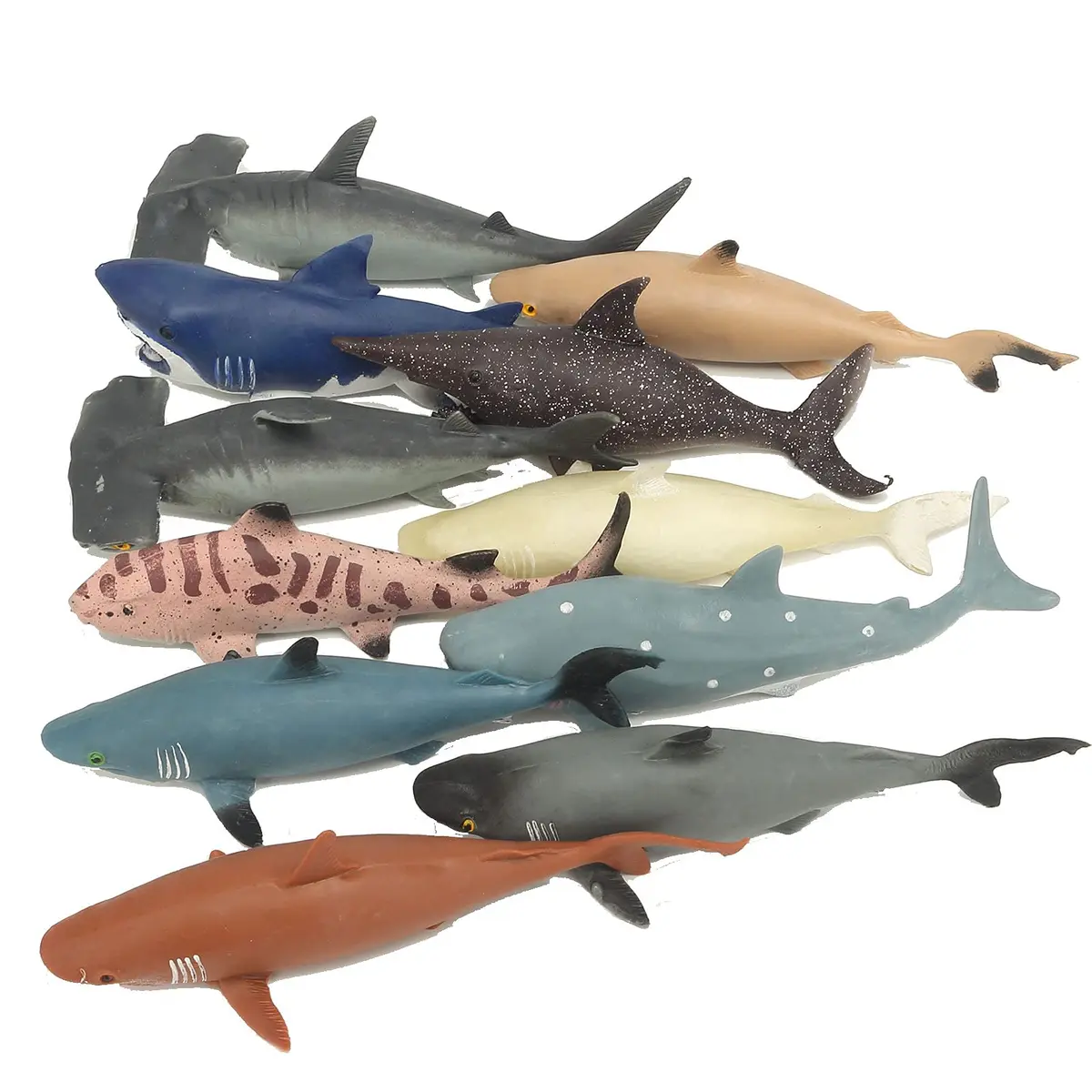 Axbotoy 10 Pack Shark Toys, 8" Soft & Stretchy Realistic Set for Bath & Play - view 6