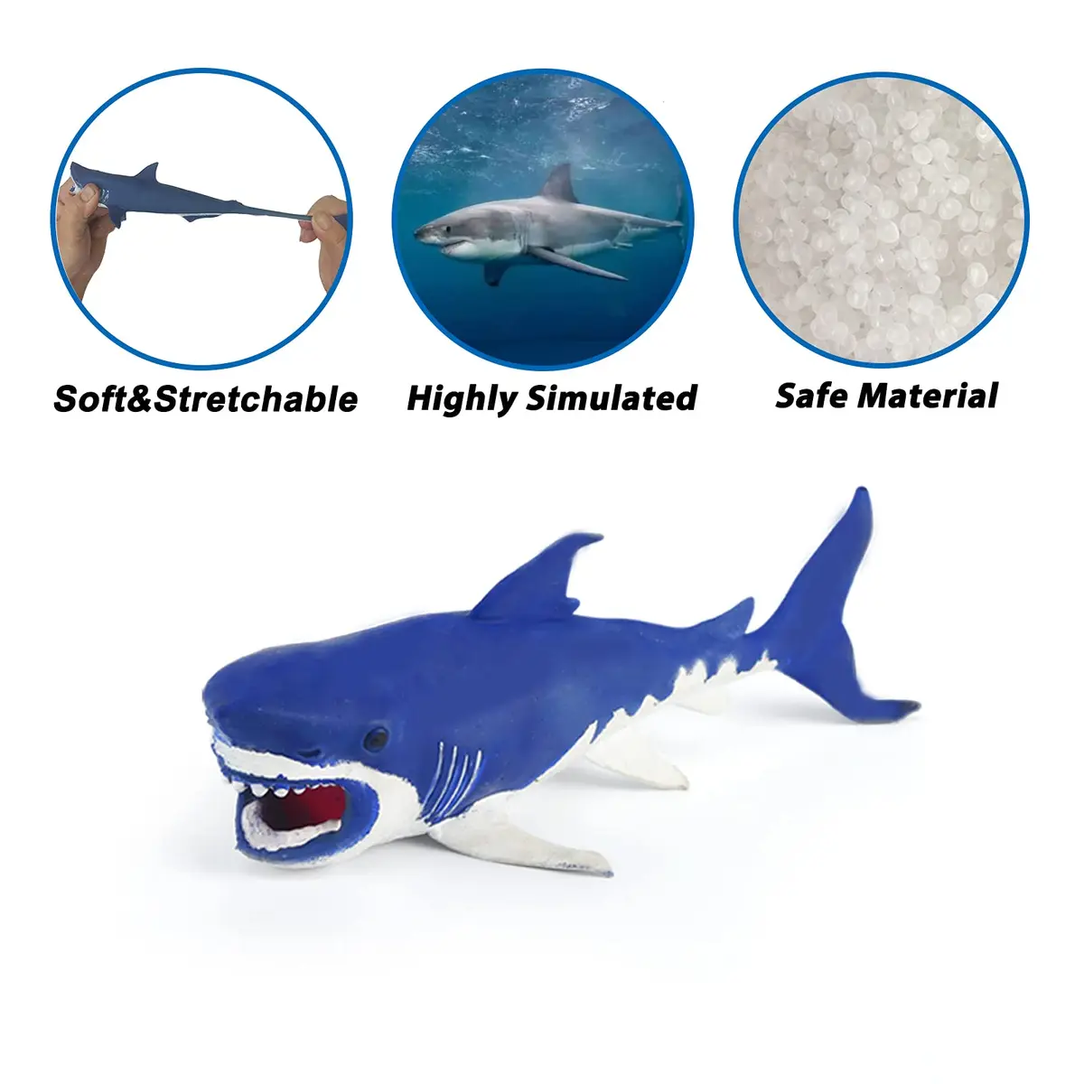 Axbotoy 10 Pack Shark Toys, 8" Soft & Stretchy Realistic Set for Bath & Play - view 2
