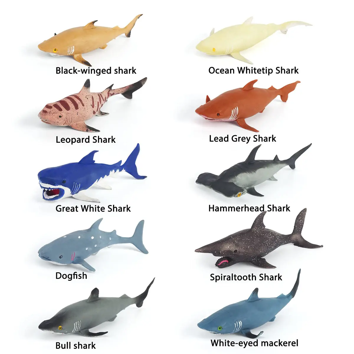 Axbotoy 10 Pack Shark Toys, 8" Soft & Stretchy Realistic Set for Bath & Play - view 3