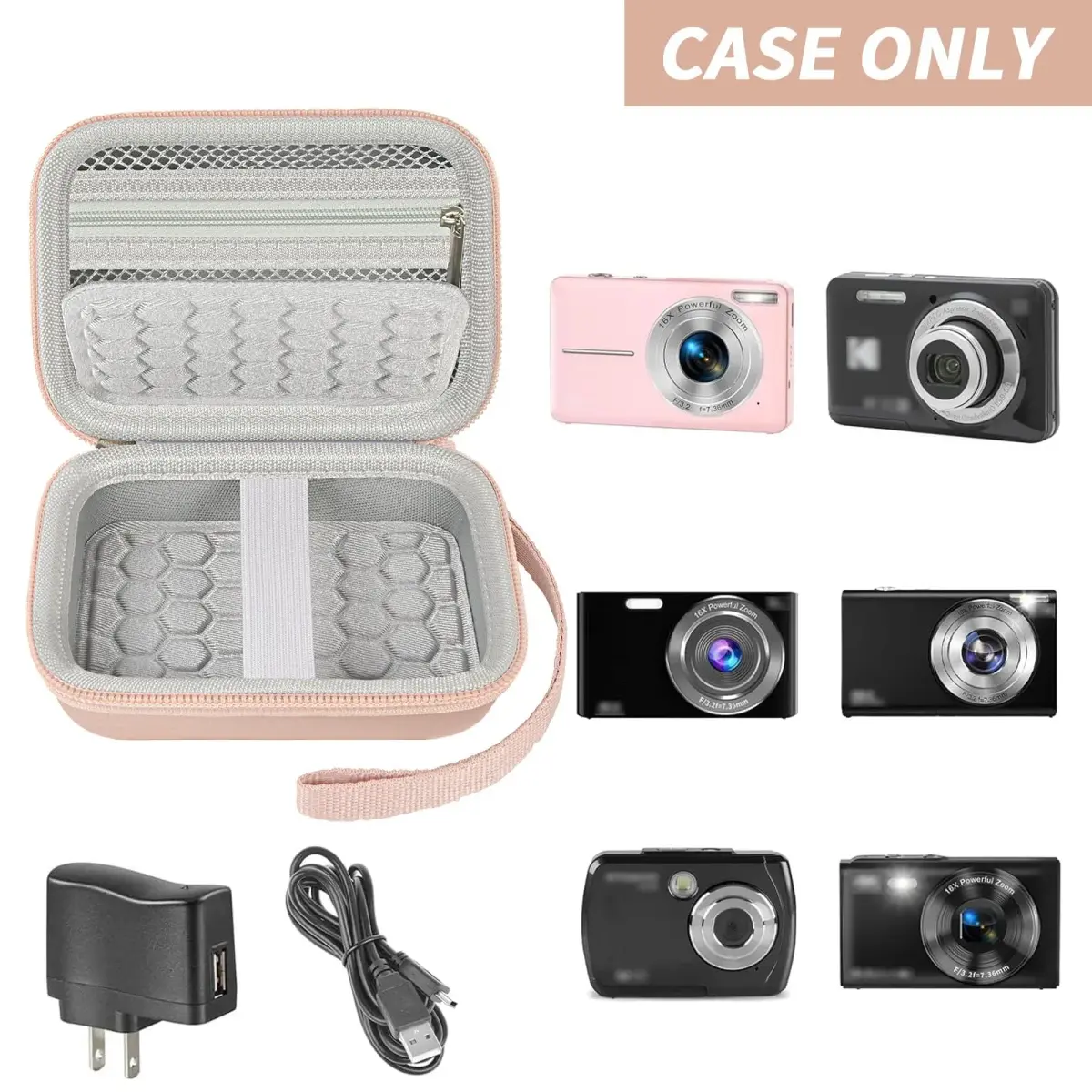 Boobowl Camera Case for Kodak PIXPRO FZ55/FZ45 with Bump Divider, 13cm (5in) x 13.3cm (5.2in) x 6.2cm (2.5in) | Protects Compact Cameras from Bumps and Scratches - view 2