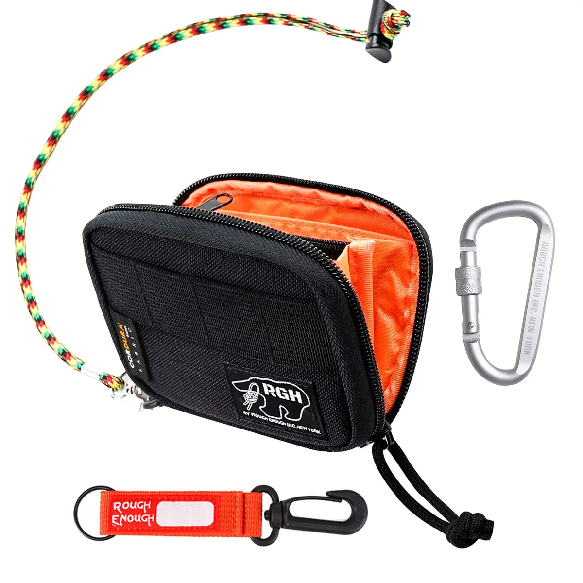 RE ROUGH ENOUGH Wallet for Teen Boy Men with Lanyard, RFID Card Holder, Black | Detachable Neck & RFID Shield - main product image