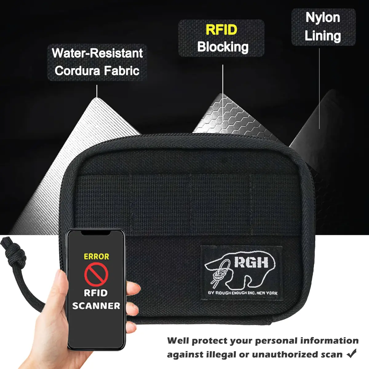 RE ROUGH ENOUGH Wallet for Teen Boy Men with Lanyard, RFID Card Holder, Black | Detachable Neck & RFID Shield - view 5