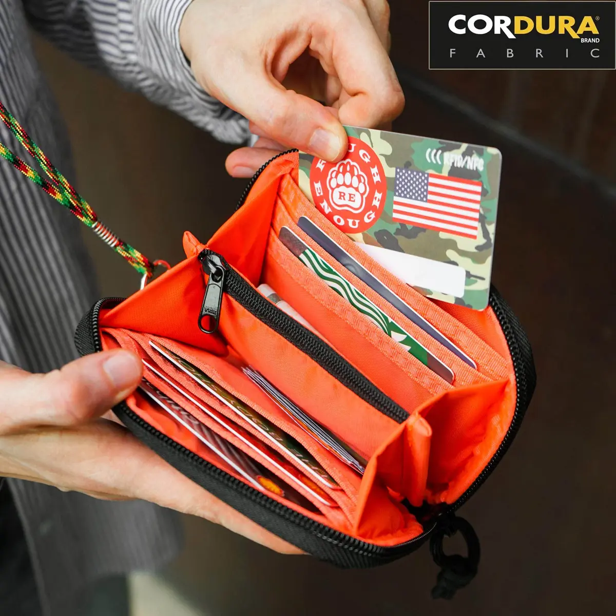 RE ROUGH ENOUGH Wallet for Teen Boy Men with Lanyard, RFID Card Holder, Black | Detachable Neck & RFID Shield - view 4