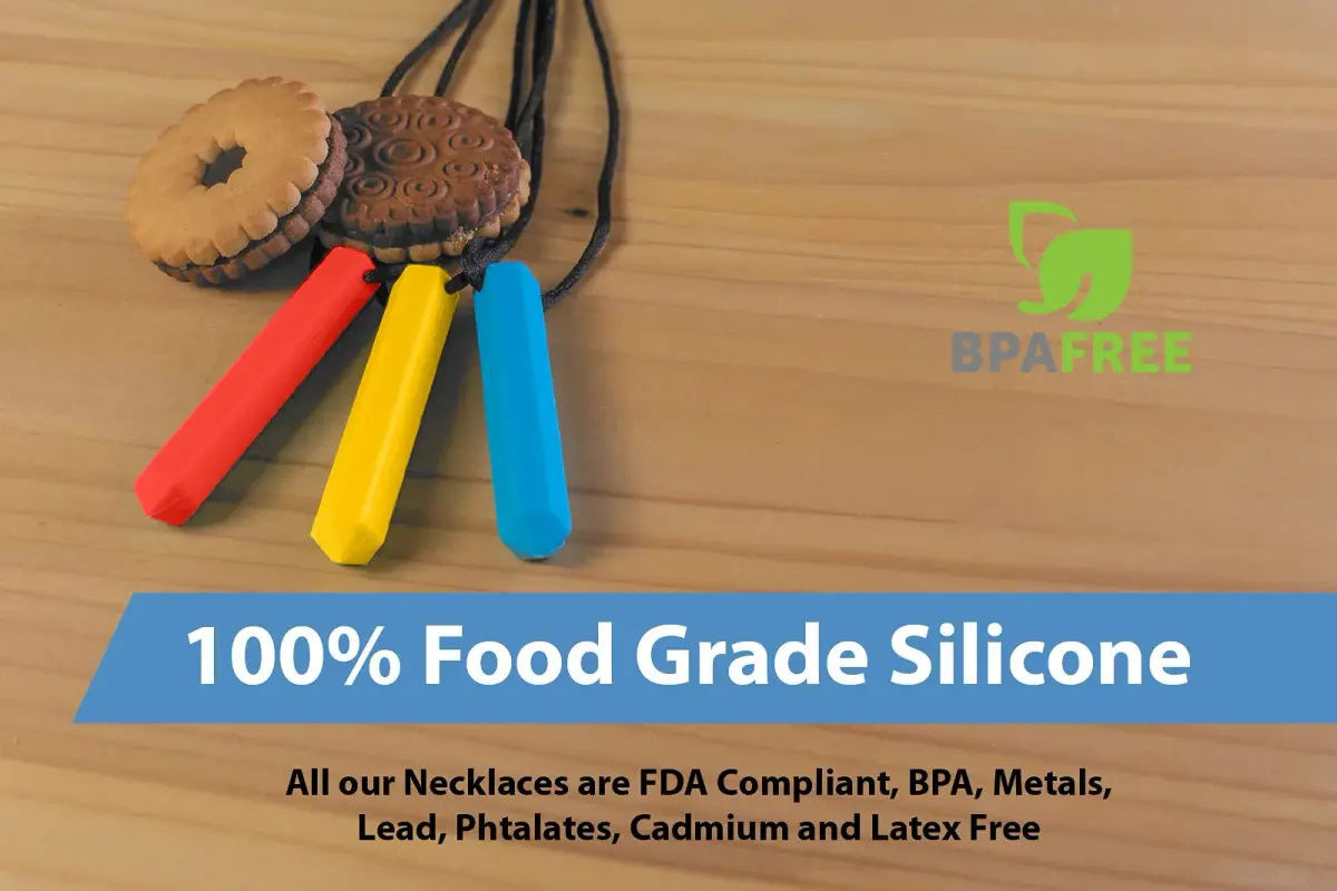 Tilcare Chew Chew Pencil Sensory Necklace 3 Set | Calming Silicone Chewy Toys for Kids & Adults - view 5
