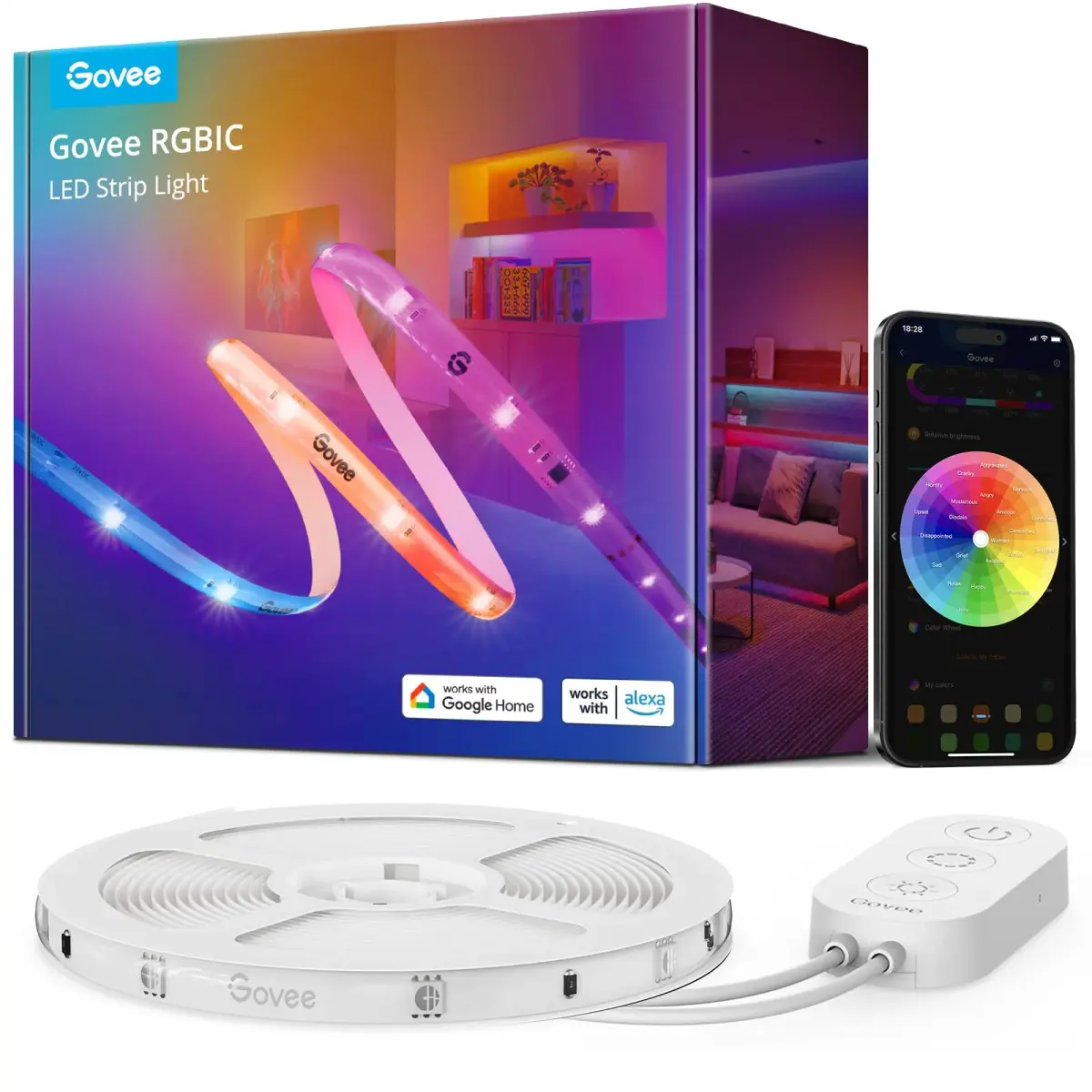Govee RGBIC LED Strip Lights 32.8ft | Smart Multicolor Lighting for Home Decor - main product image