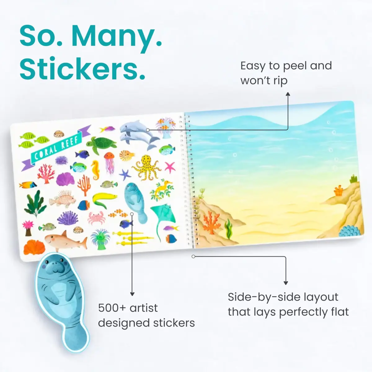 CUPKIN Animals Habitat 500+ Sticker Book | 23.5cm x 31cm (9.25" x 12") - view 3