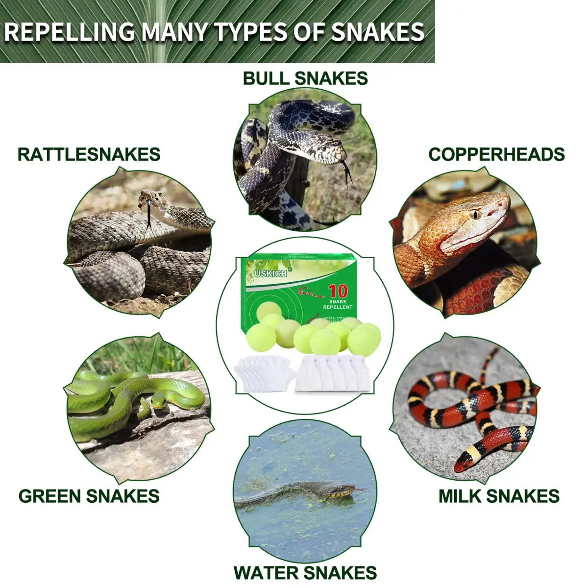 USKICH Natural Snake Repellent Balls 10 Pack | Repels Snakes, Rats & Pests Outdoors & Indoors - view 4