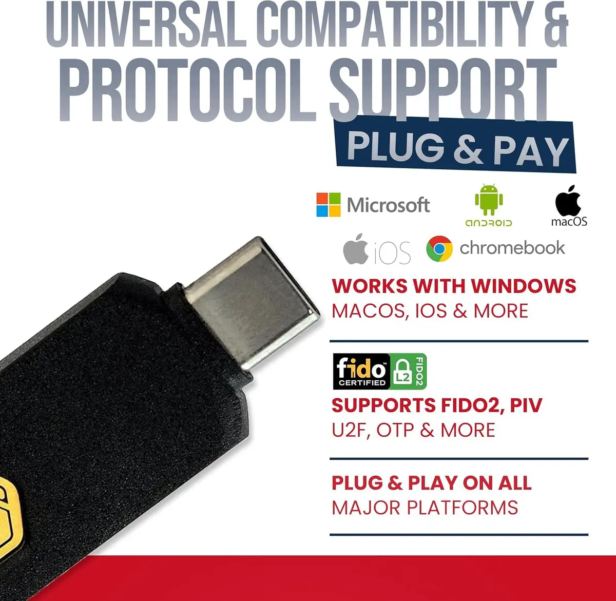 GoTrust Idem Key C USB-C Security Key with NFC & FIDO2 L2 Certified | 16mm x 50mm x 5mm - view 4
