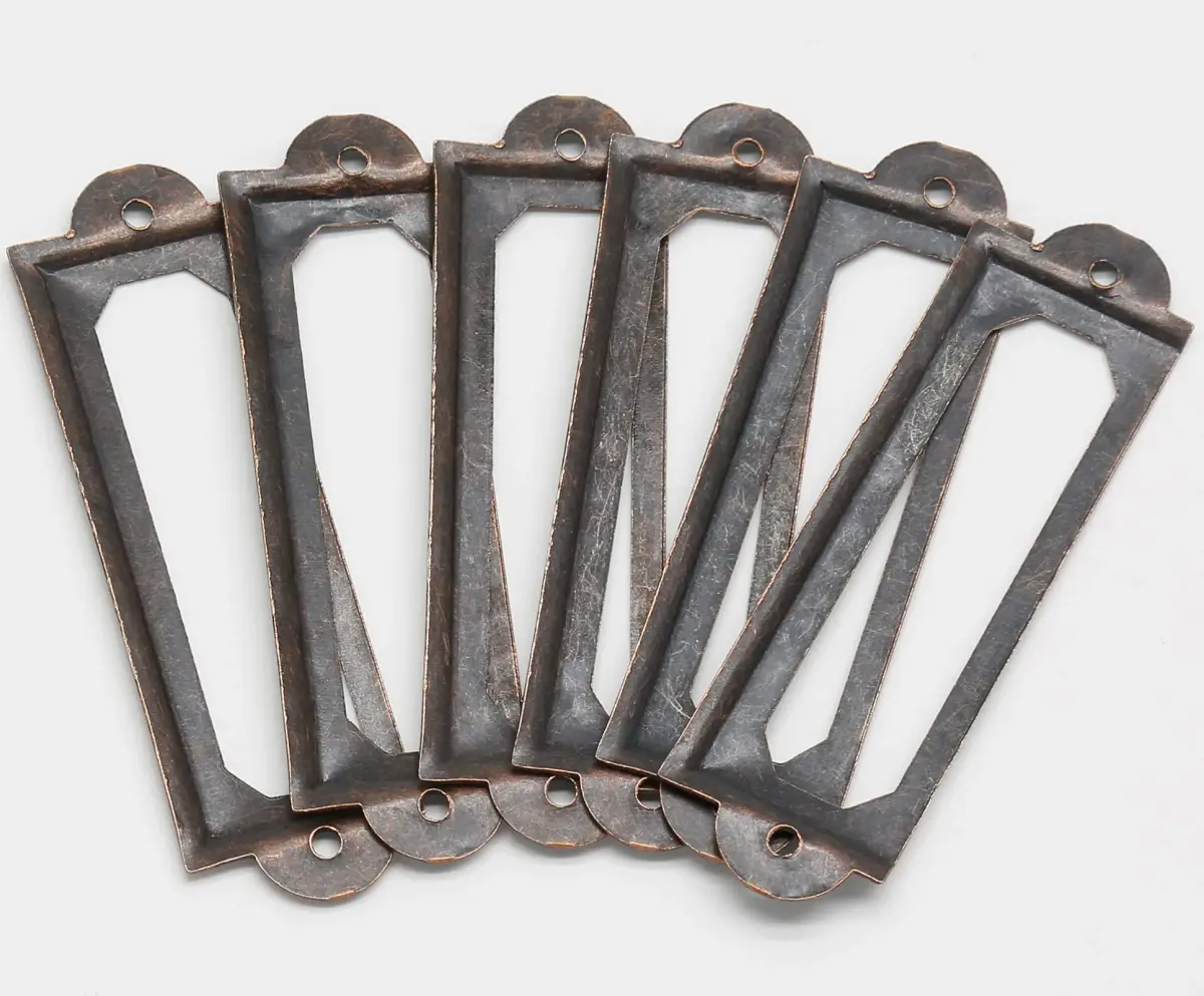 Qjaiune Metal Label Holders 60x17mm Red Bronze (2.36"x0.67") with Screws | Antique Copper Finish, Rust-Resistant, 50-Pack - view 6