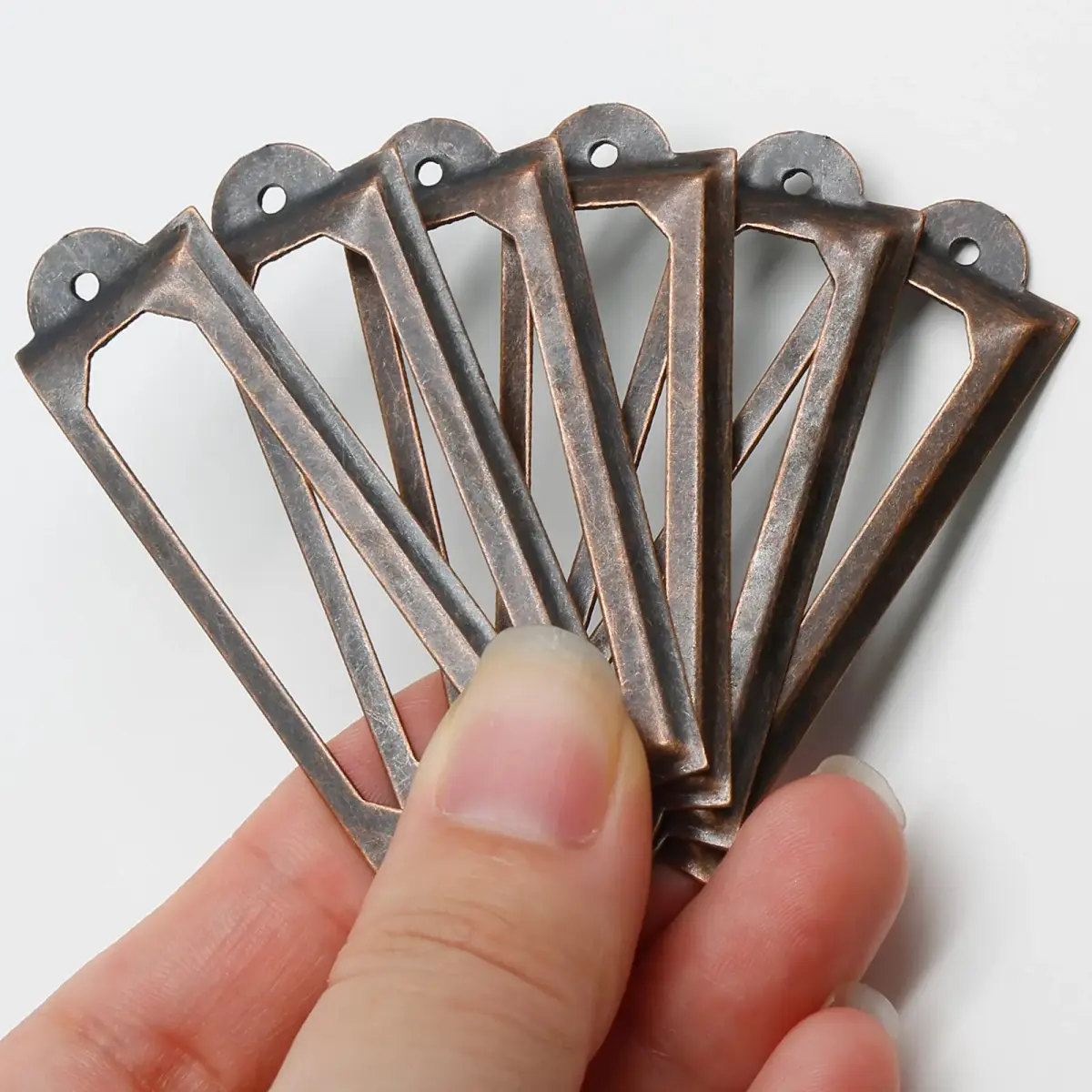 Qjaiune Metal Label Holders 60x17mm Red Bronze (2.36"x0.67") with Screws | Antique Copper Finish, Rust-Resistant, 50-Pack - view 4