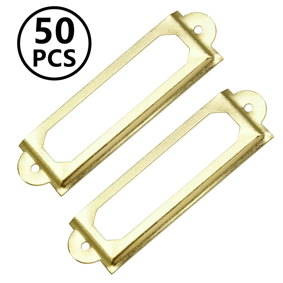 Qjaiune Gold Metal Label Holders 60x17mm (2.36"x0.67") with Screws | Rust-Resistant Iron for Cabinets & Drawers - view 2