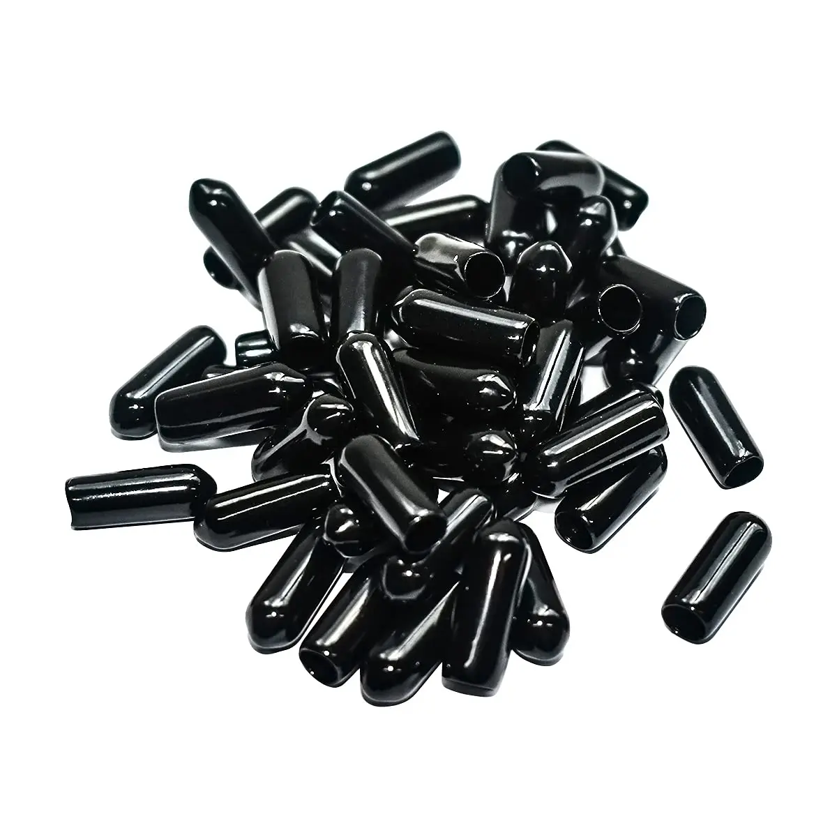 yuntop Black Flexible Rubber End Caps for 5mm-5.5mm Pipes, 50 Count | Protects Threads, Tubes & Rods - main product image