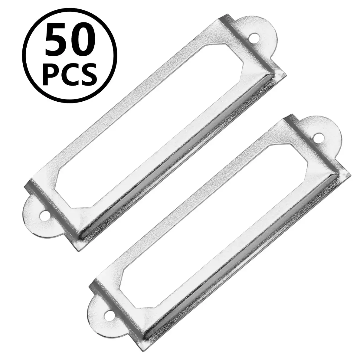 Qjaiune Silver Metal Label Holders 50 PCS | Rust-Resistant Iron with Screws - view 2