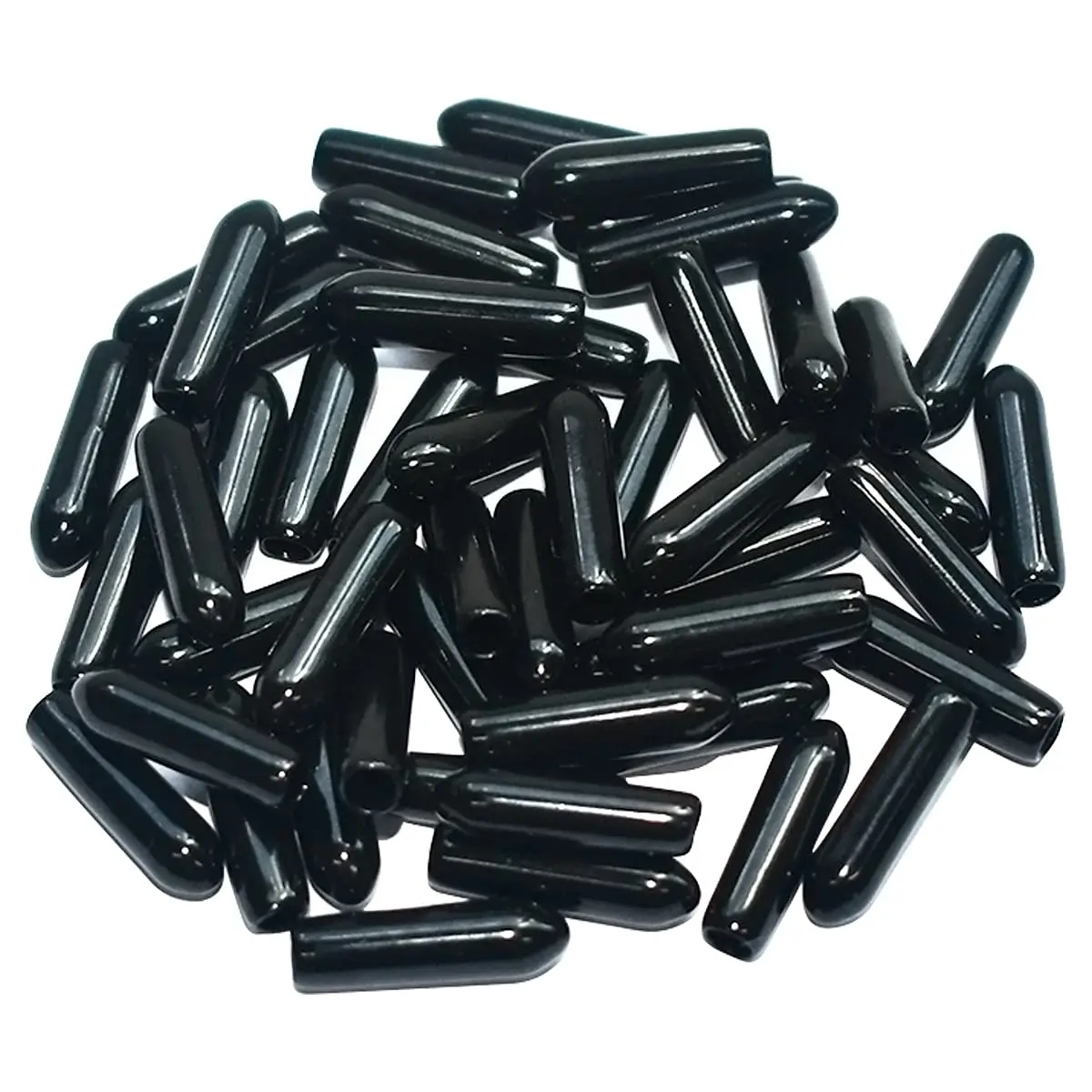 yuntop 50pcs Black Rubber End Caps for 3mm-3.5mm Tubing | Protects Threads & Rods - main product image