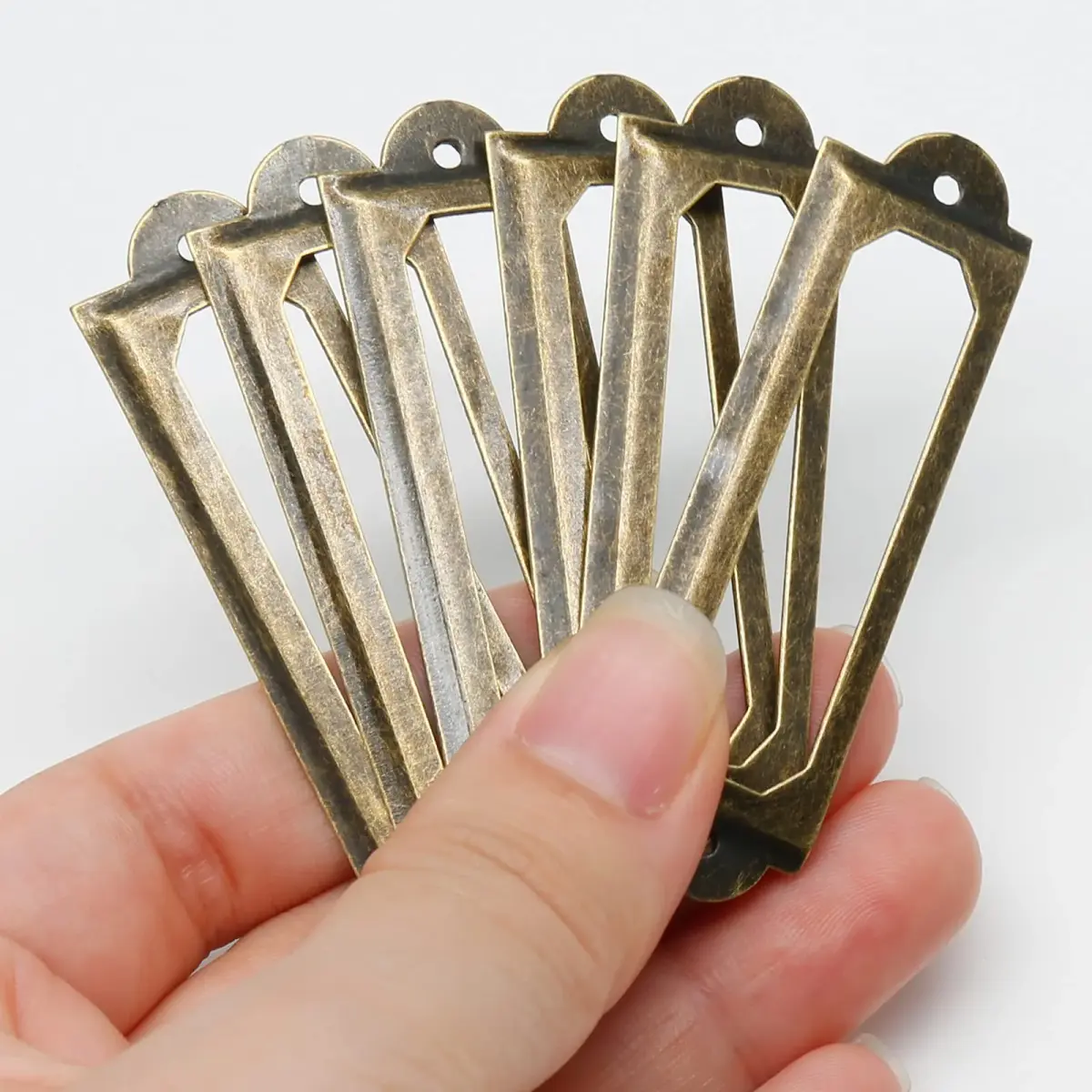Qjaiune Metal Label Holders 60x17mm Antique Bronze with Screws | Pack of 50 for Cabinets & Drawers - view 4