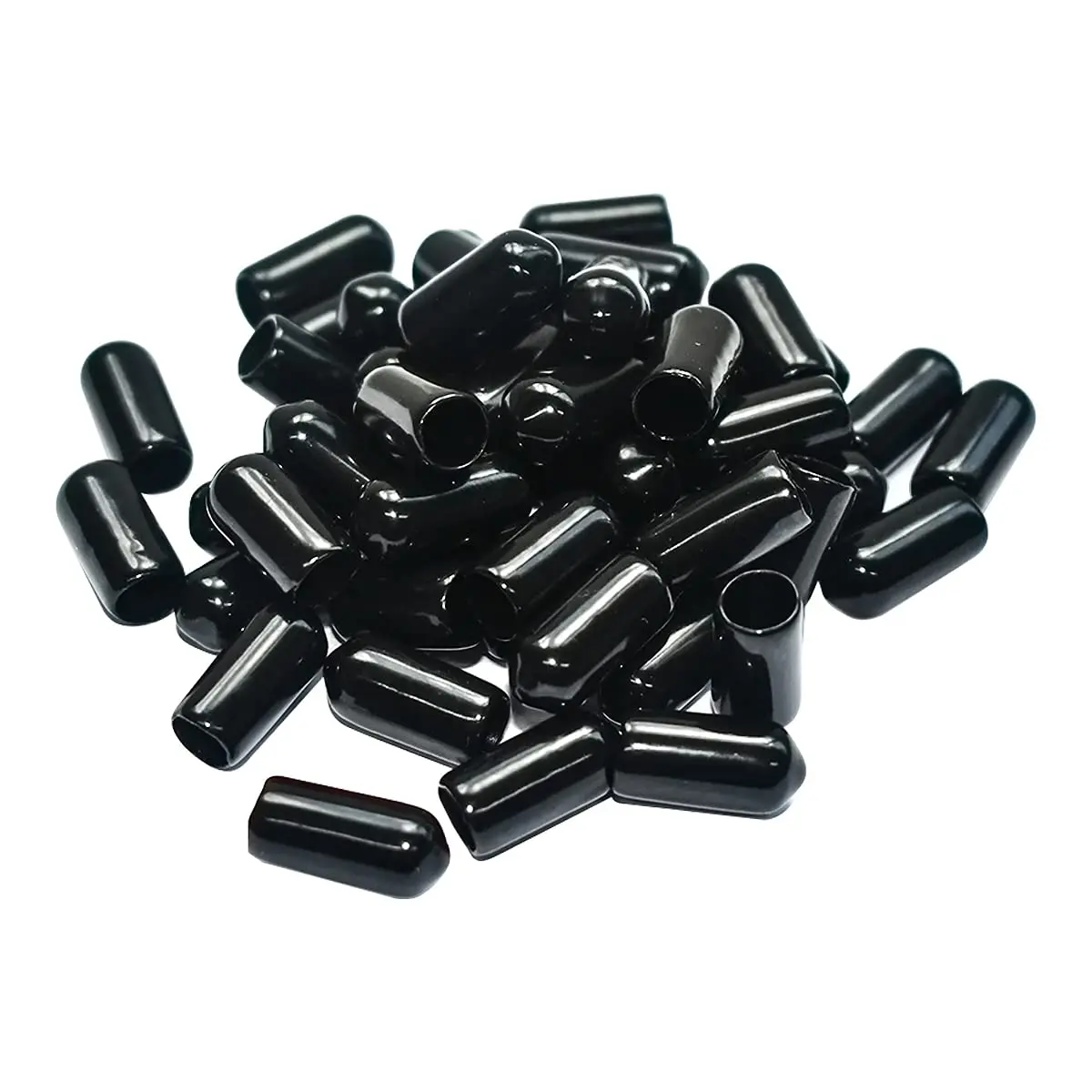 yuntop Black Vinyl Flexible End Caps for Pipes, Tubing & Rods (50-Pack, 6.5mm-7mm) - main product image