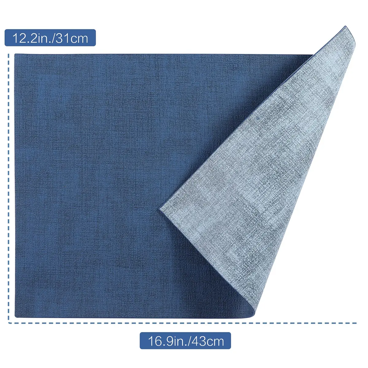 SUEH DESIGN Leather Placemats Set of 6, Navy Blue & Light Blue | Reversible Heat & Water-Resistant Dining Table Mats (43x31 cm) - view 7