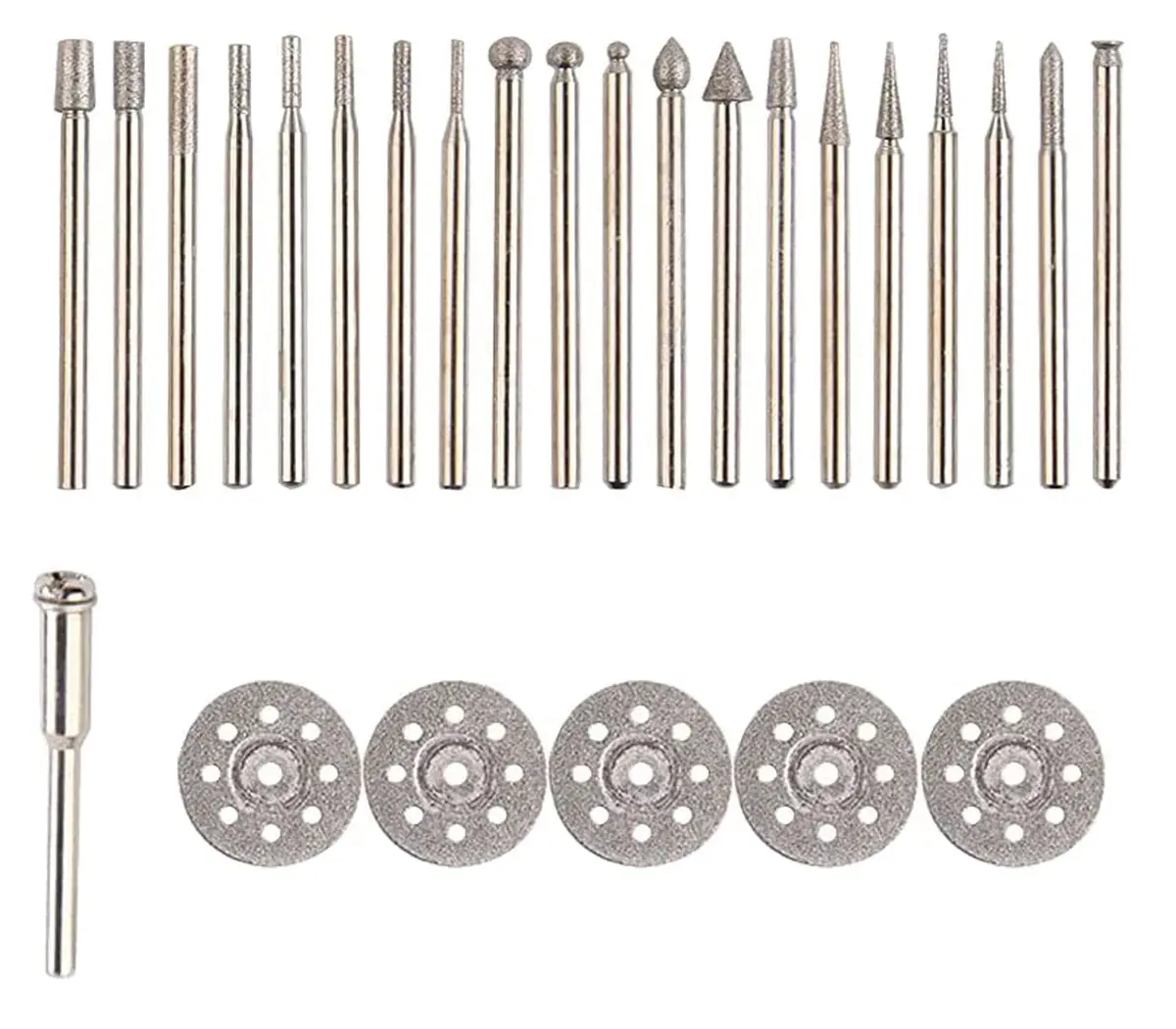 Luo ke Diamond Burr Set 20 Pcs & Grinding Wheel 5 Pcs | Various Shapes for Dremel Rotary Tools - main product image